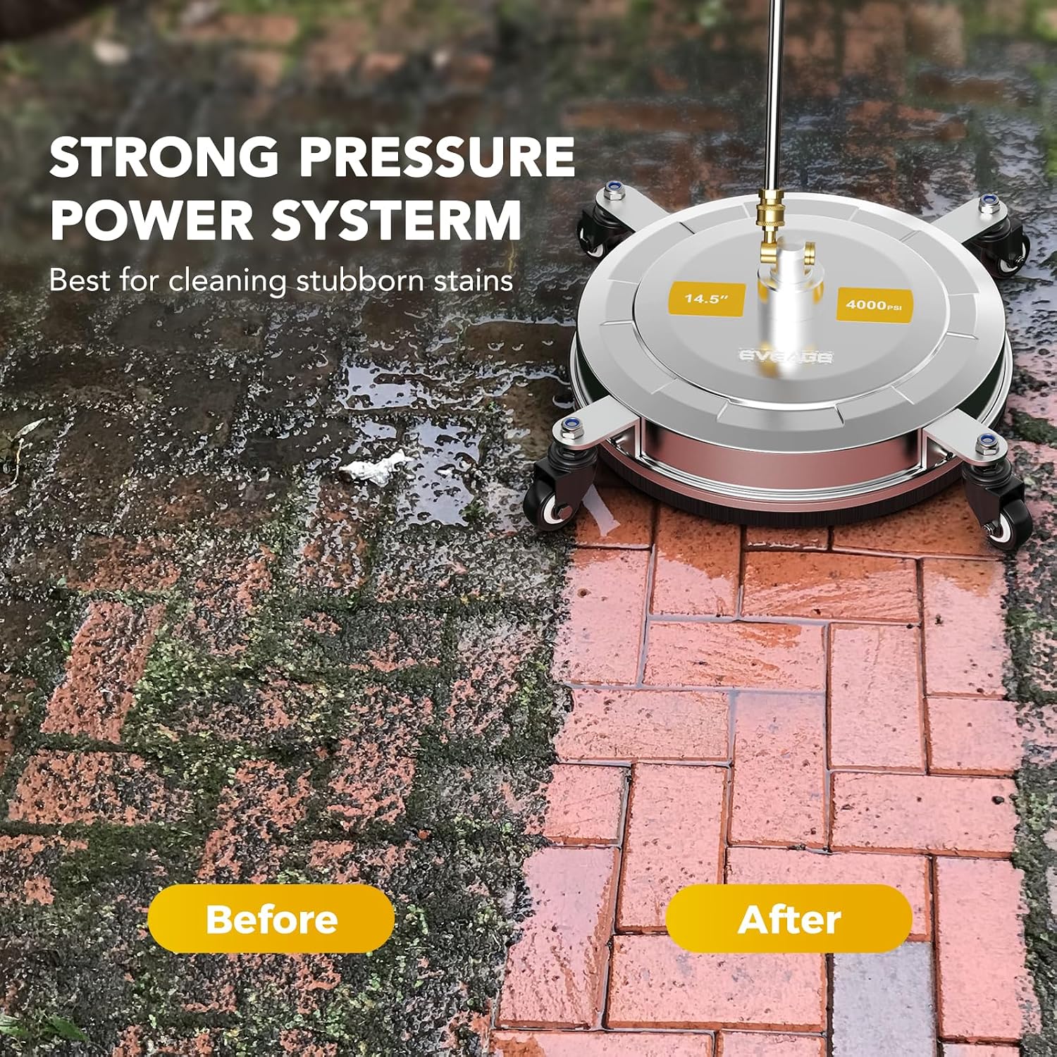 AUCT 18361 - EVEAGE 14.5" Pressure Washer Surface Cleaner,Stainless Steel Pressure Washer Accessories 4 - Image 3