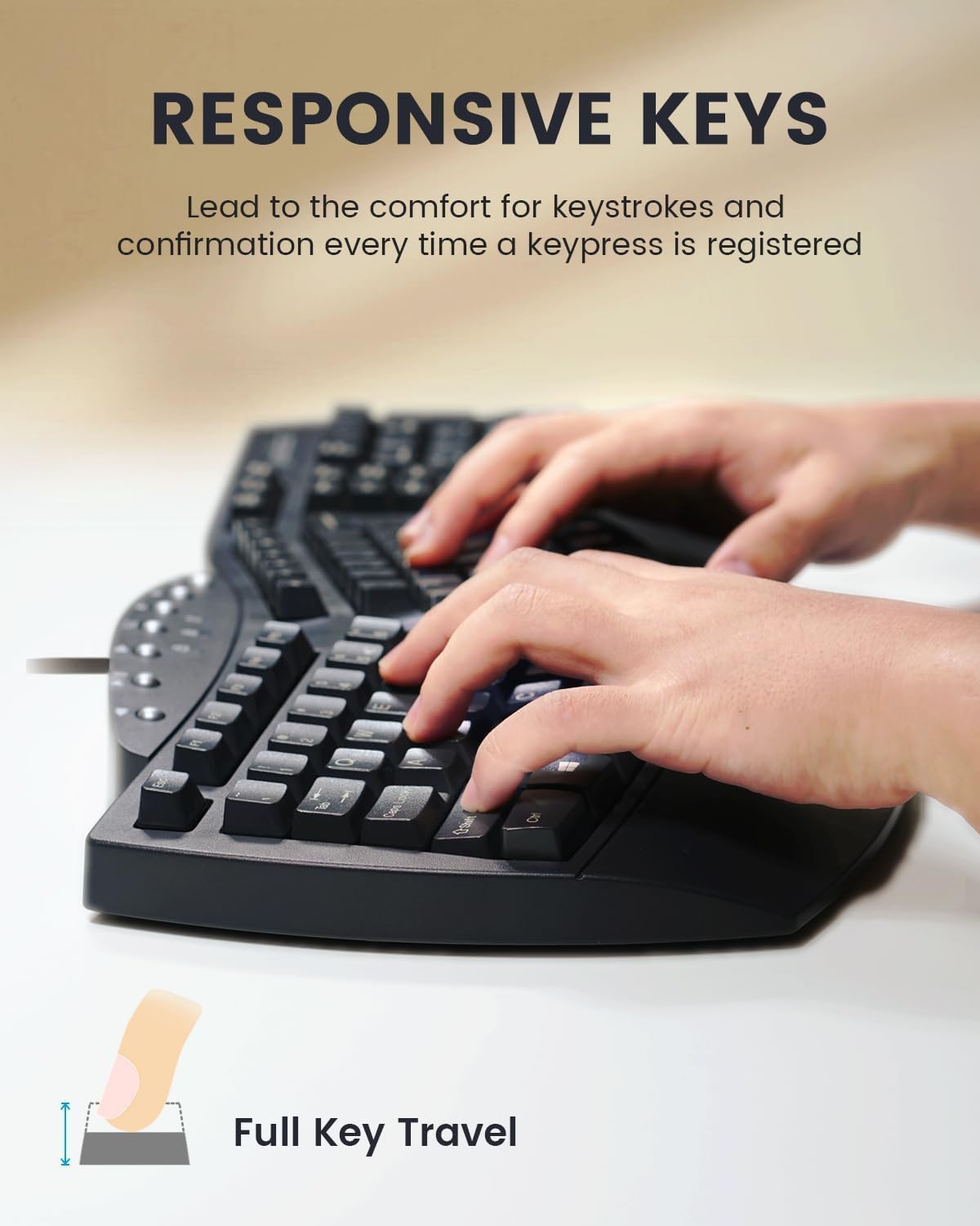 AUCT 18385 - Perixx PERIBOARD-512B Wired Ergonomic Keyboard - Split Keyboard, Wrist Rest, Natural Typin - Image 4