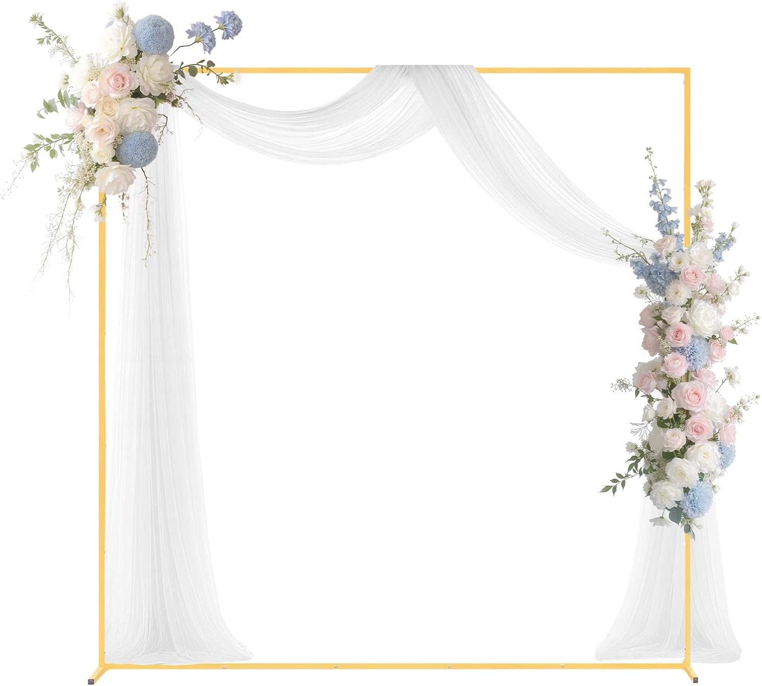 AUCT 18421 - VEVOR Arch Backdrop Stand, 6.6 x 6.6 ft, Stable Structure, Easy Assembly, Square Gold Meta