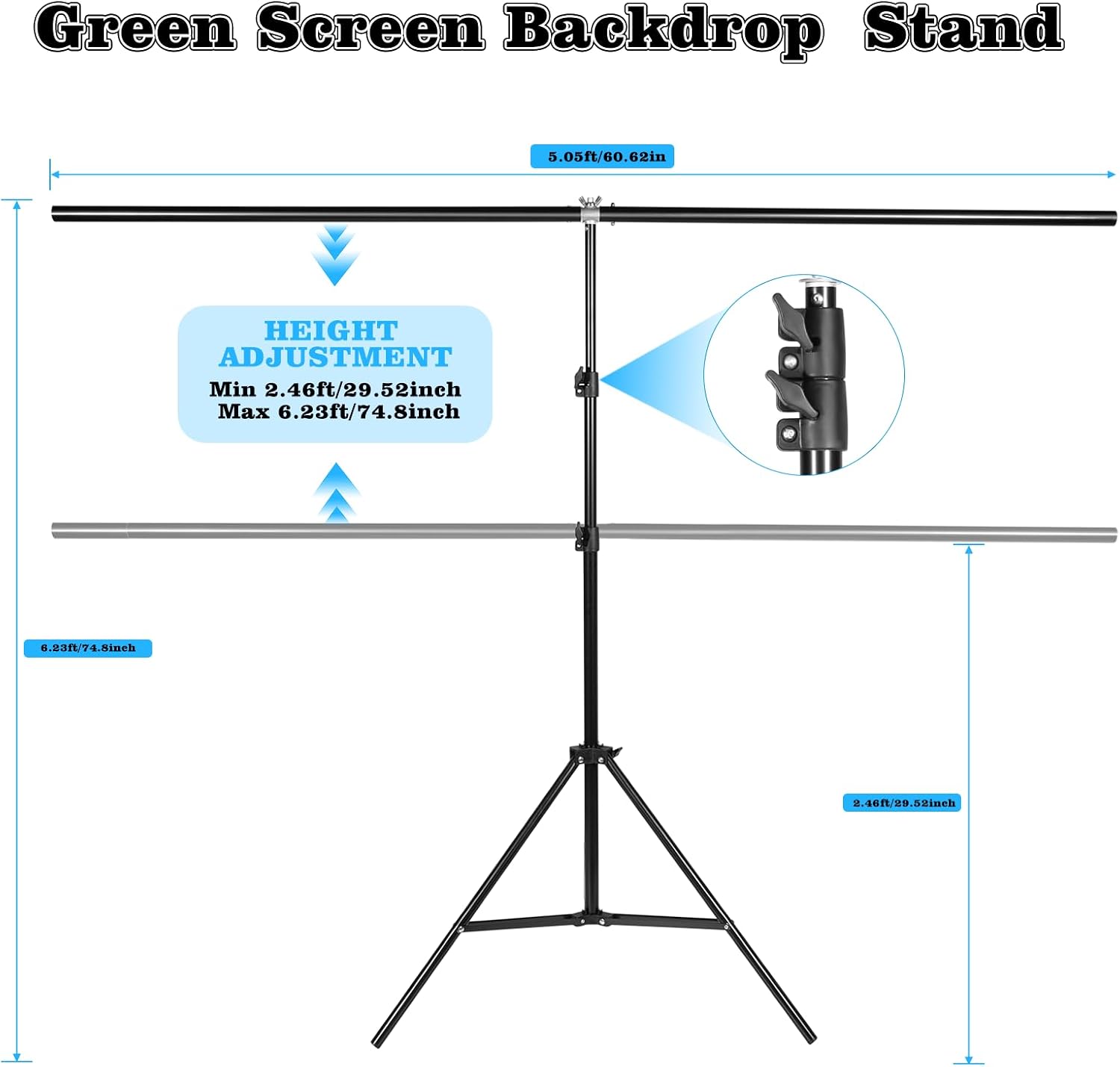 AUCT 19375 - Green Screen Backdrop Kit, 6.5x5 Ft FT T-Shape Stand for Photography - Image 2