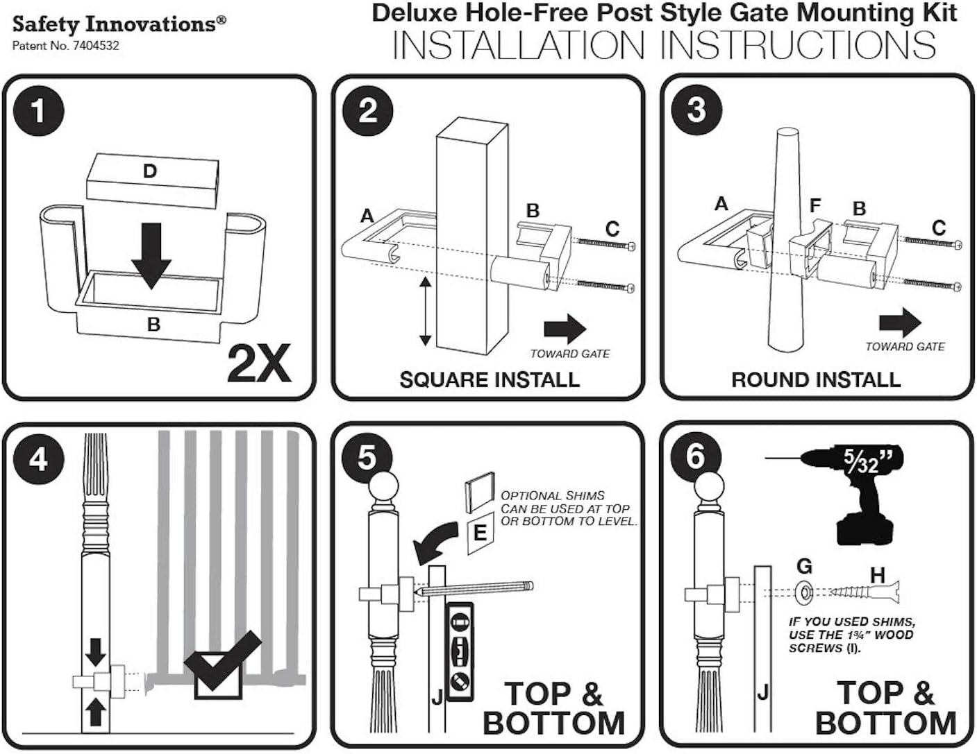 AUCT 19658 - Safety Innovations No Hole Stairway Baby Gate Mounting Kit - Fits Posts from 2 3/4 inches - Image 4