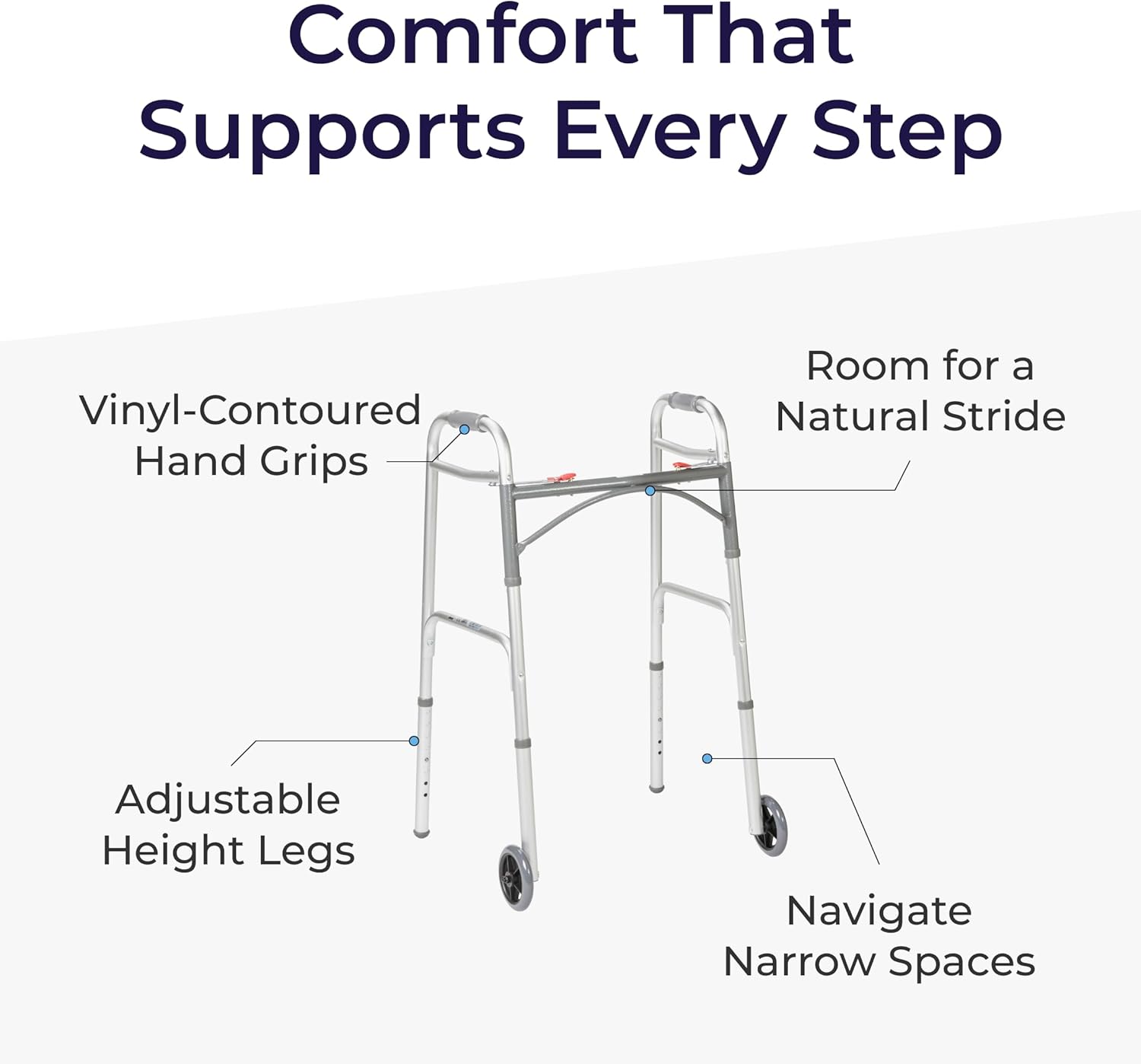 AUCT 20203 - Drive Medical Two-Button Folding Walker with Wheels, Height Adjustable - Image 4