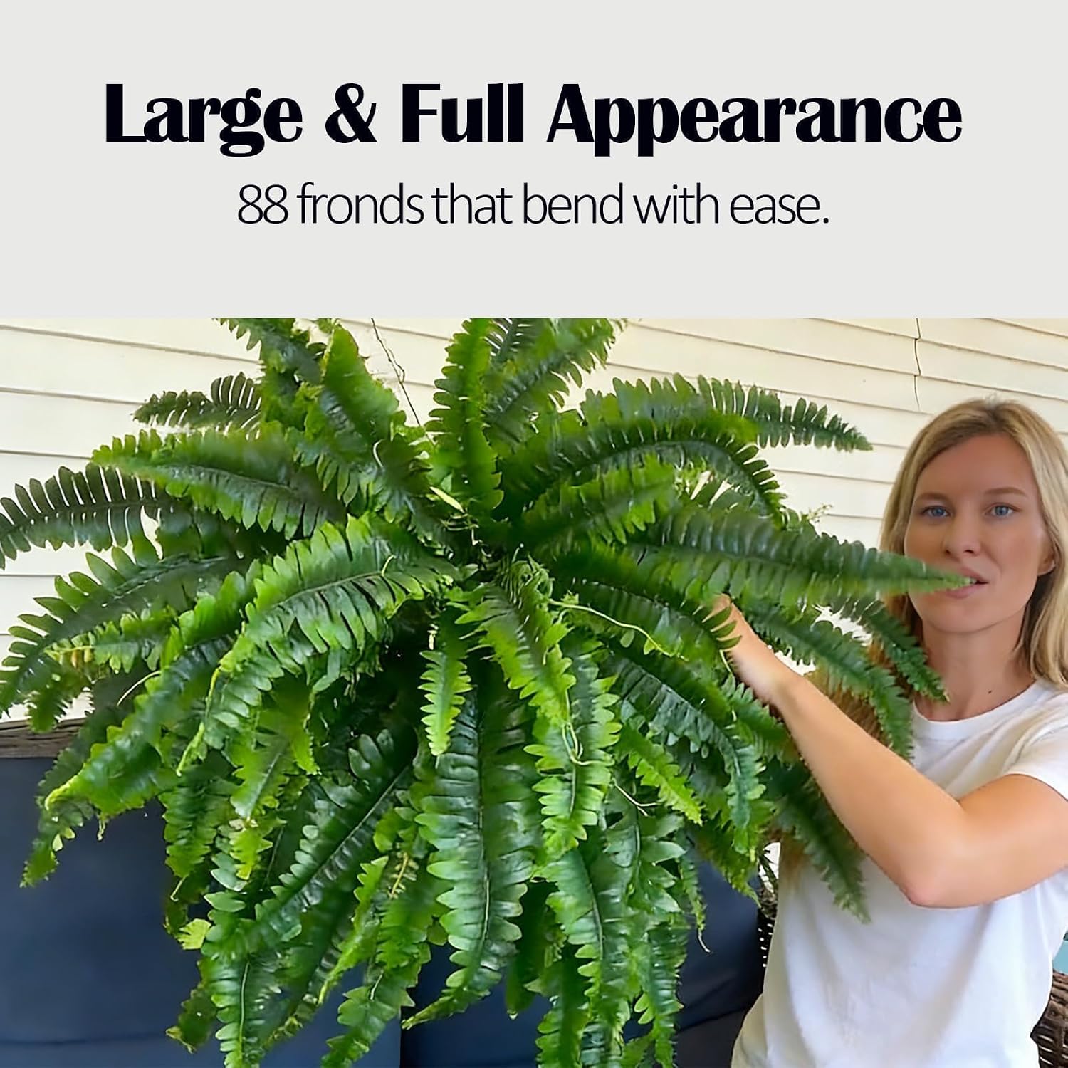 AUCT 18512 - GYERB 47" Large Artificial Boston Fern Plants for Outdoor Indoor, Fake Ferns for Front Por - Image 4