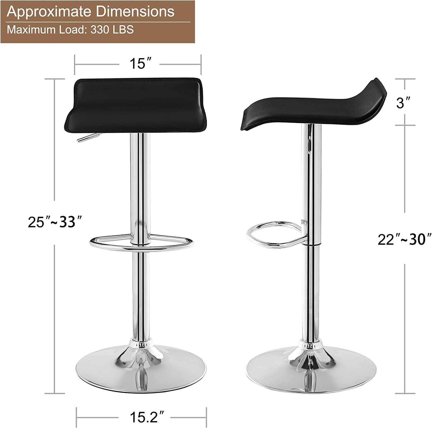 AUCT 18483 - $66 VECELO Bar Stools Set of 2, Counter Bar Stools with Swivel Bar and Adjustable Height, - Image 3
