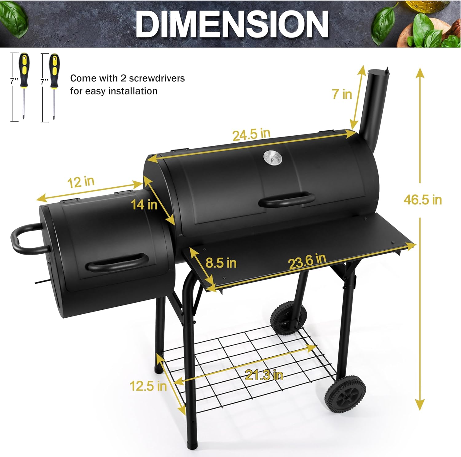 AUCT 18504 - $108 Joyfair Charcoal Grill with Offset Smoker, Outdoor BBQ Camping Barrel Grill | 551 Sq. - Image 2