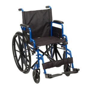 AUCT 18120 - $130 Drive Medical Blue Streak Lightweight Wheelchair, Footrests, 16" Seat | Portable Fold