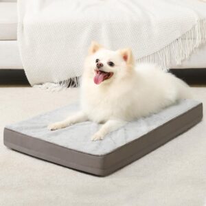 AUCT 18441 - KSIIA Orthopedic Dog Bed, Deluxe Plush Waterproof, 29 x 18 Inch, Gray, 3-Inch Thick High-D