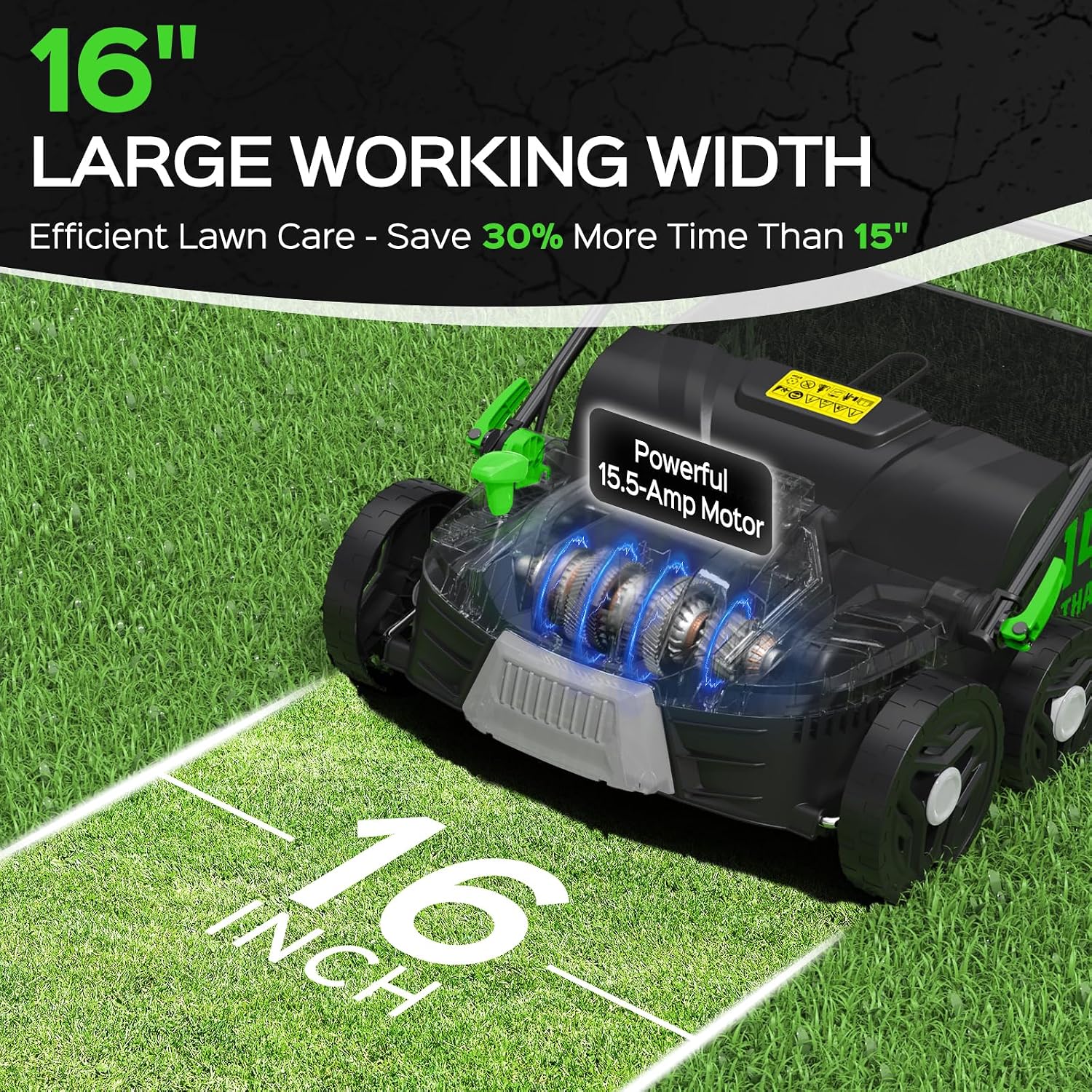 AUCT 18434 - $160 TIECTOWN 2026 Upgrade 16-Inch 15.5 Amp 2-in-1 Electric Dethatcher and Scarifier with - Image 2