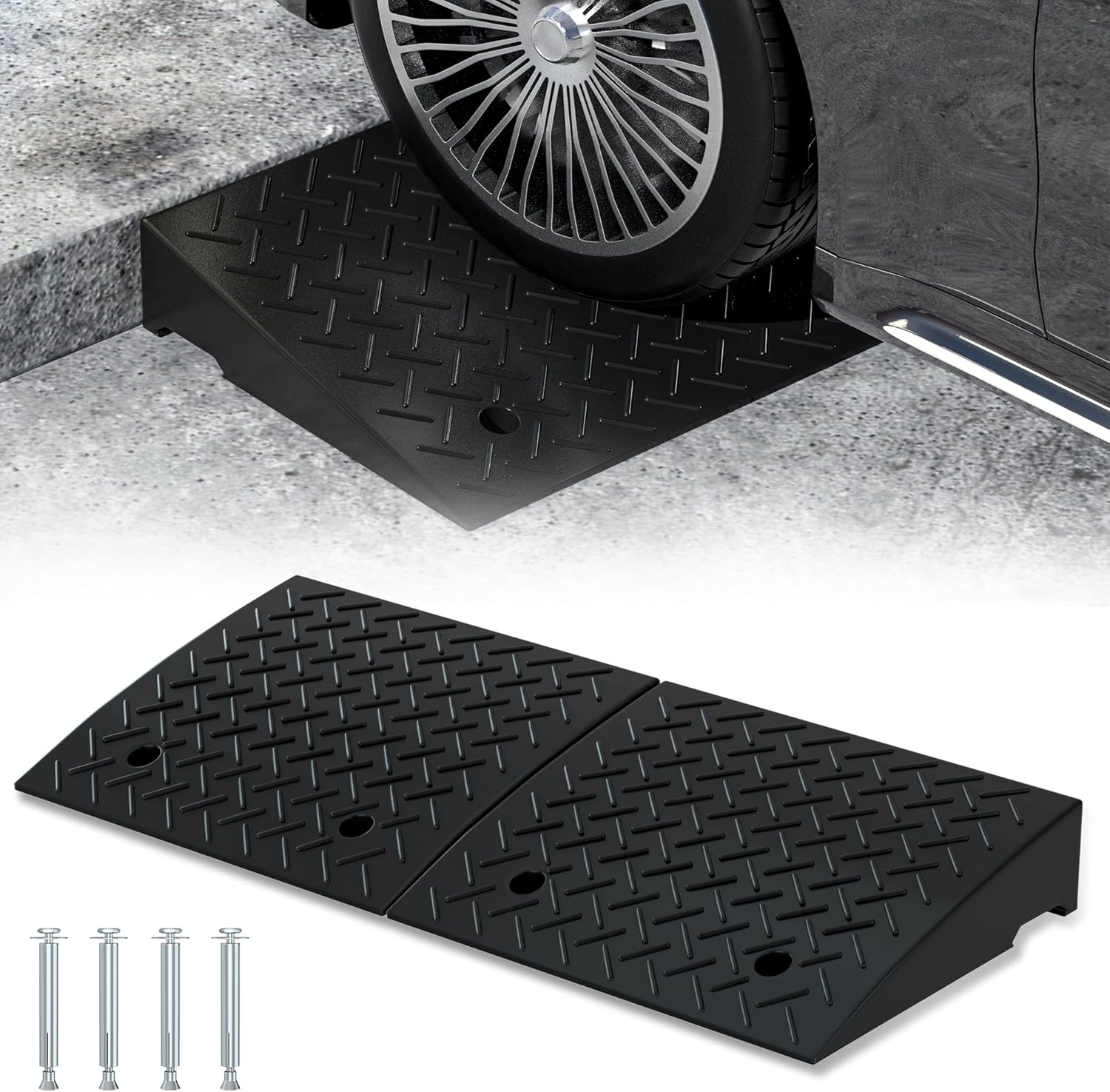 AUCT 18427 - $63 2 PCS Rubber Curb Ramps,4.2" Rise Height,5T Capacity Threshold Ramps for Loading Dock,