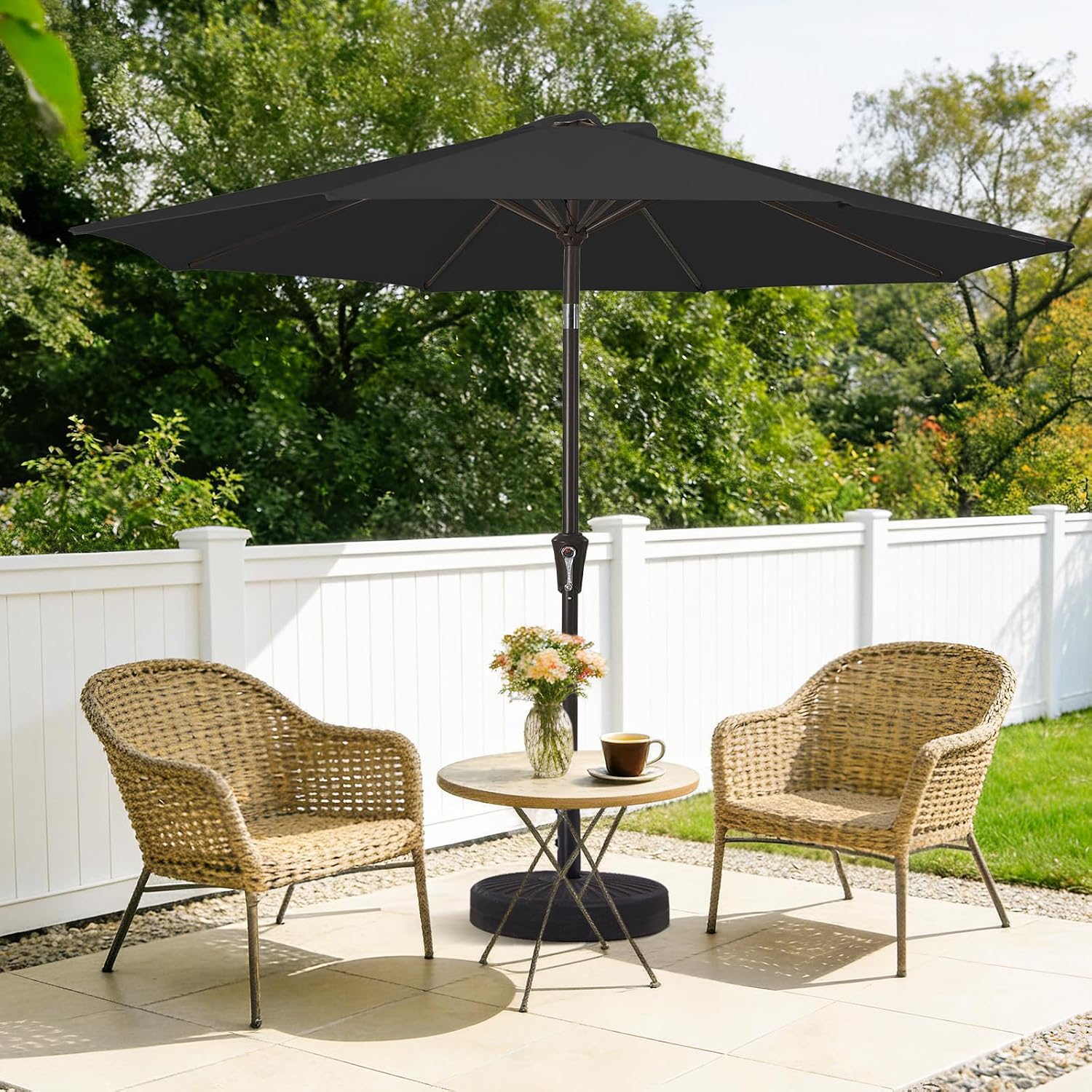 AUCT 18173 - MEWAY 9ft Patio Umbrella Outdoor Table Umbrellas with Push Button Tilt and Crank, Market U - Image 2
