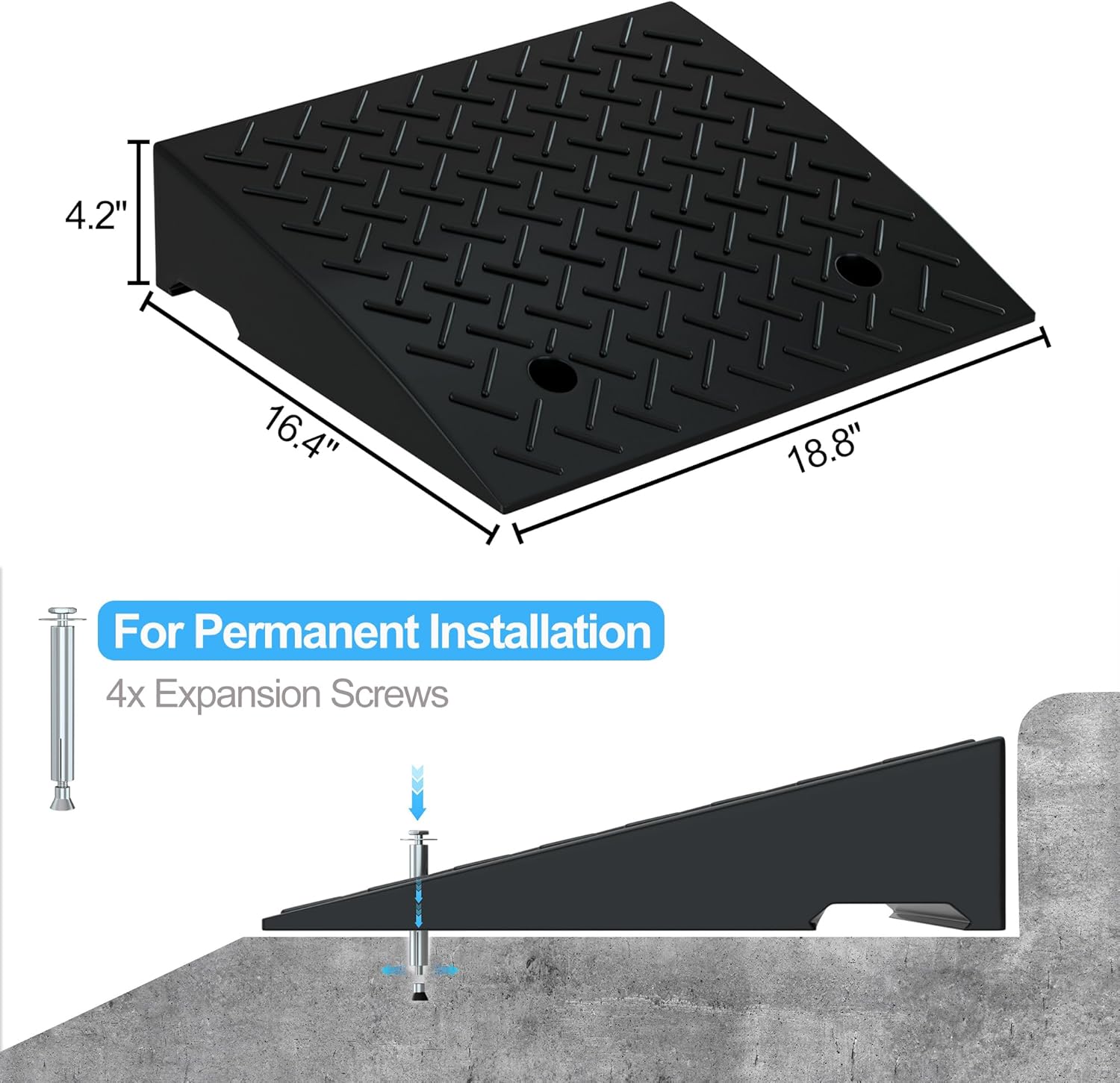 AUCT 18427 - $63 2 PCS Rubber Curb Ramps,4.2" Rise Height,5T Capacity Threshold Ramps for Loading Dock, - Image 2