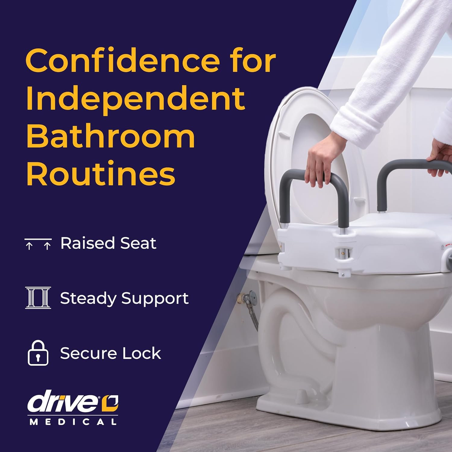AUCT 19994 - Drive Medical 2-in-1 Raised Toilet Seat with Removable Padded Arms - Image 2