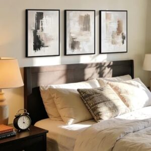 AUCT 19157 - $93 PHOPAGO Abstract Framed Wall Art Mid Century Modern Minimalist Beige Pastel Watercolor