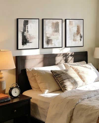 AUCT 19157 - $93 PHOPAGO Abstract Framed Wall Art Mid Century Modern Minimalist Beige Pastel Watercolor