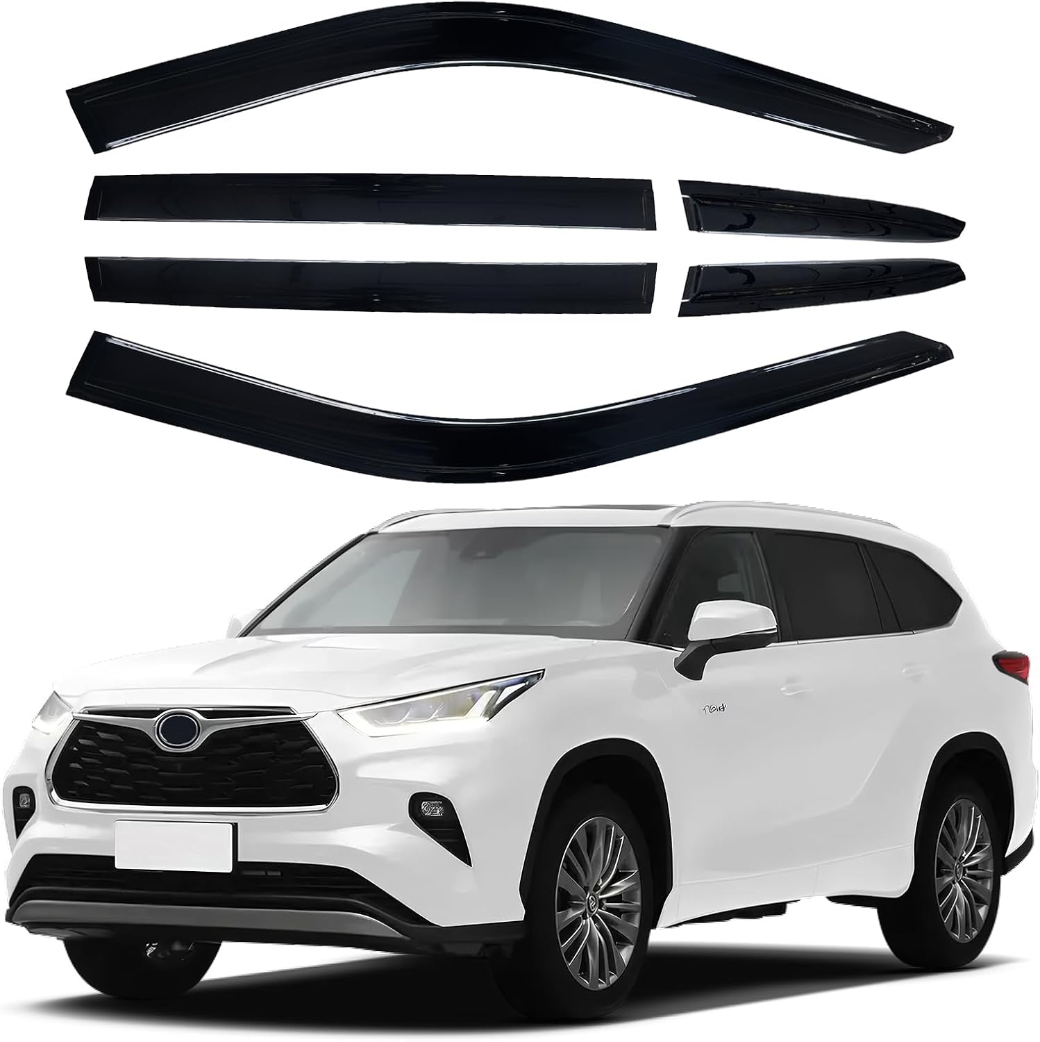 AUCT 19997 - $60 Rain Guards Window Visors for Toyota Highlander 2020-2026 6Pcs