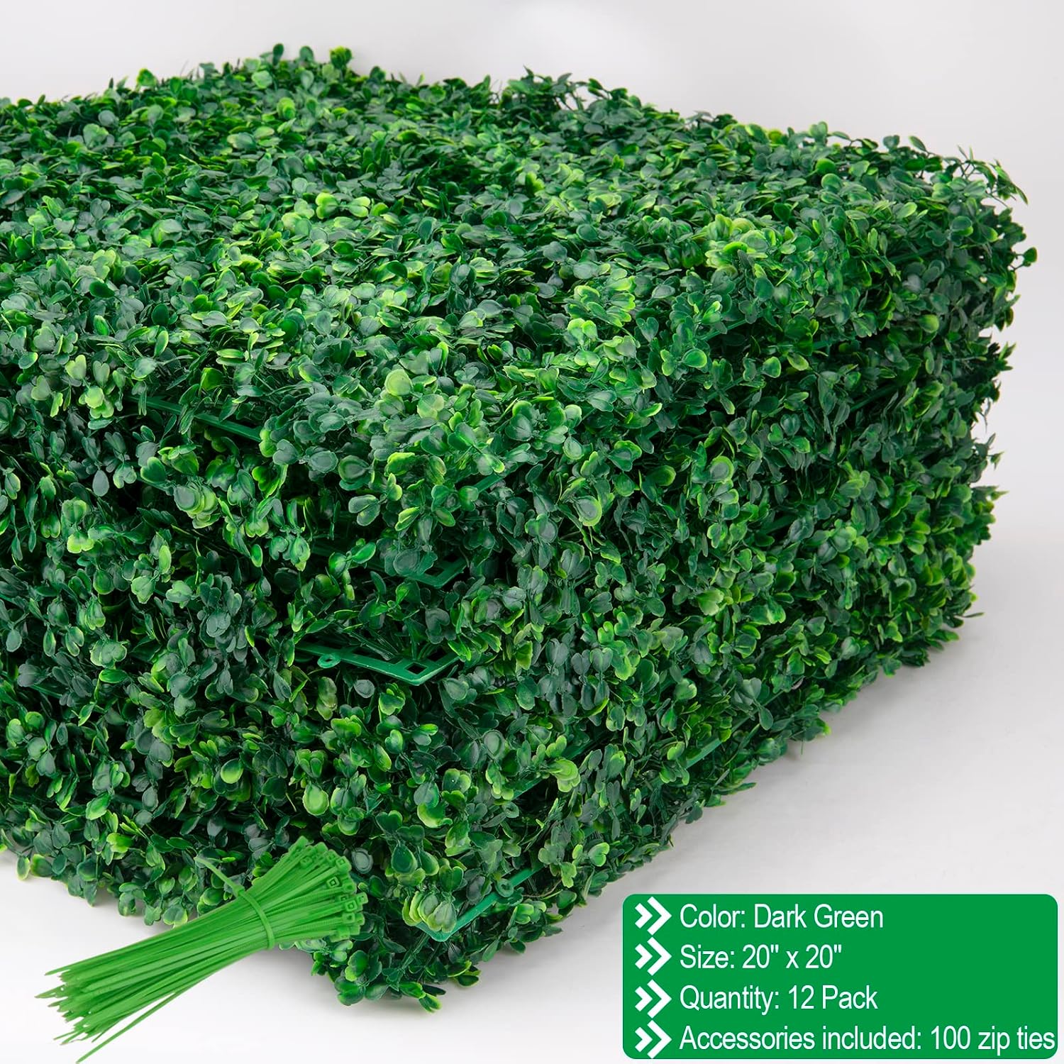 AUCT 18435 - $64 Boxwood Panels 20x20 inch Grass Wall Panels-12 Pack Artificial Boxwood Panel for Green - Image 2