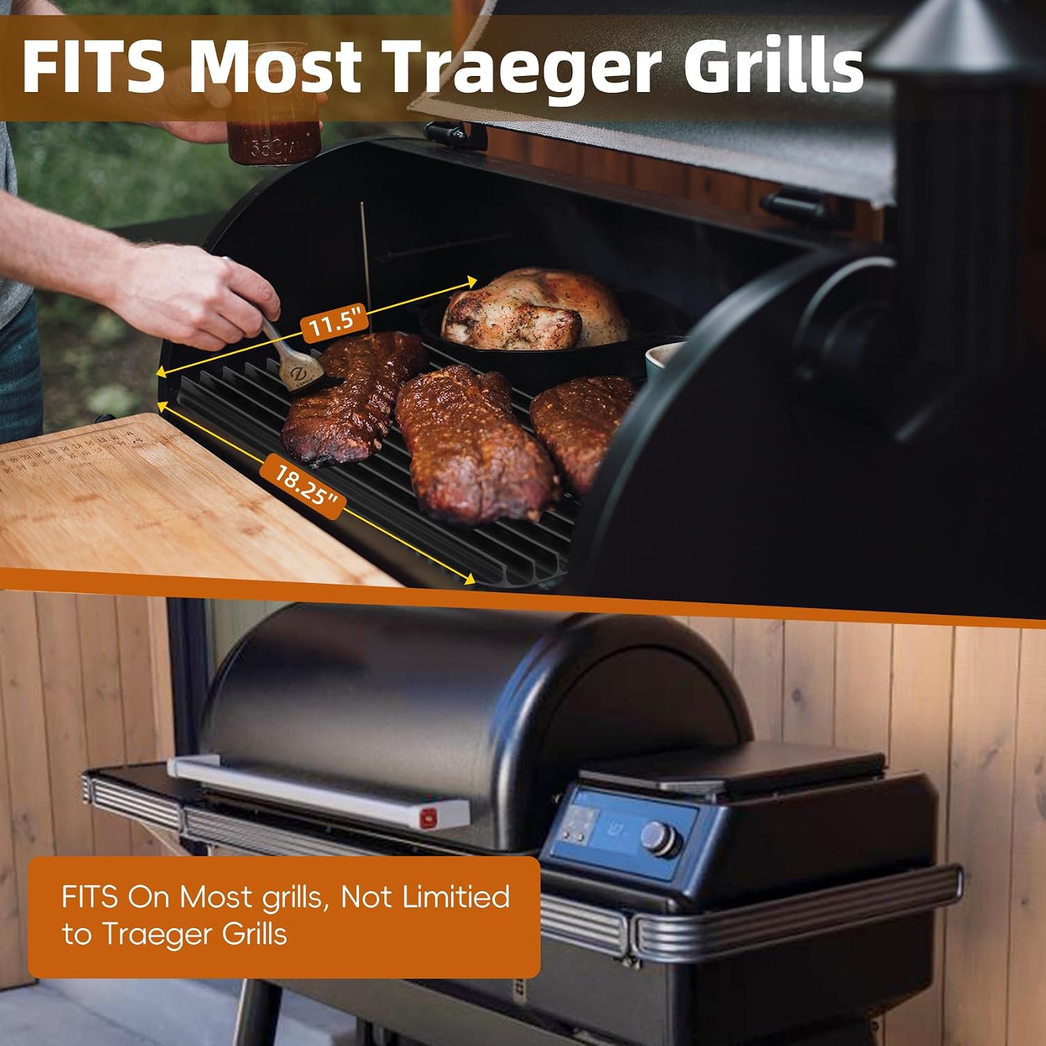 AUCT 18383 - $90 BAC772 18.25'x11.5' Sear Grate Grill Accessory, Reversible Grill Grate Compatible with - Image 3