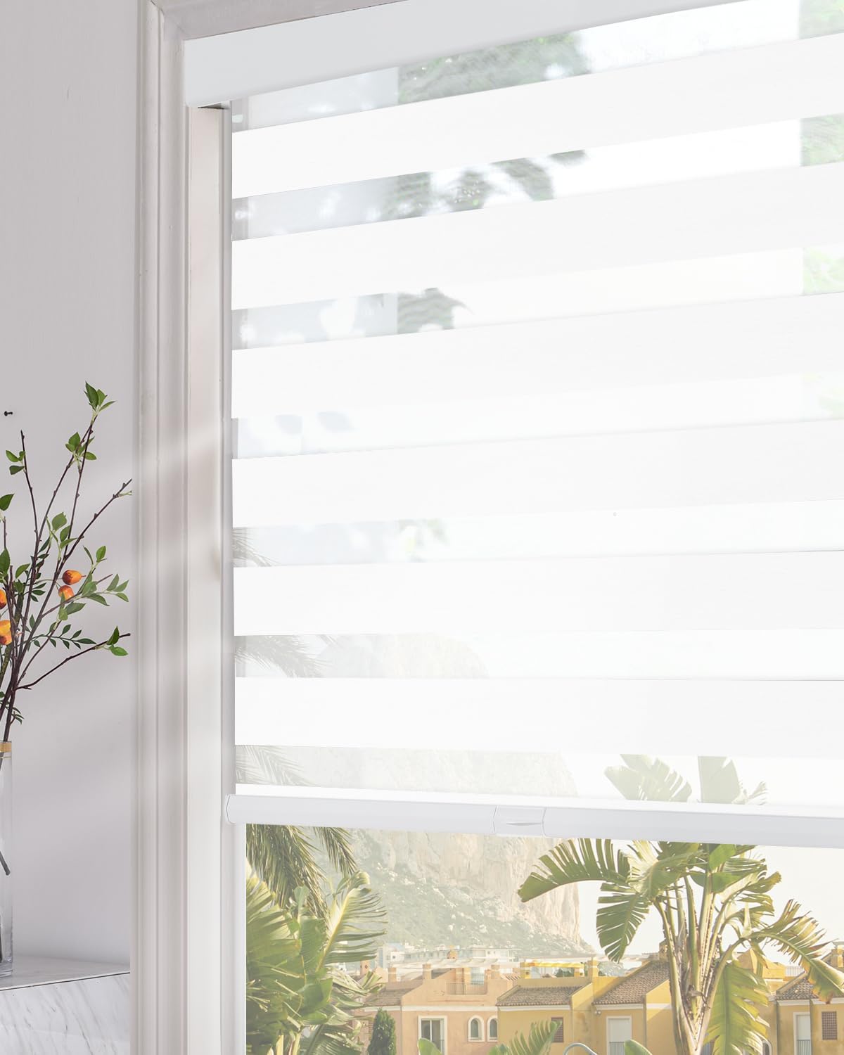 AUCT 19918 - $79 Persilux Blackout Cordless Zebra Blinds for Windows (35" W x 72" H, White) with Upgrad