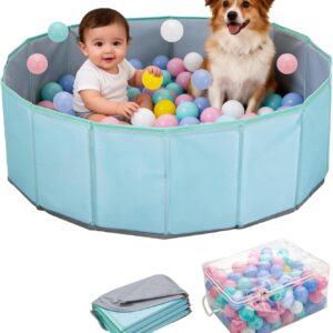 AUCT 18566 - Dog Ball Pit with Balls Included, 31.5 Inch Foldable Dog Ball Pool for Small Dogs, with Br
