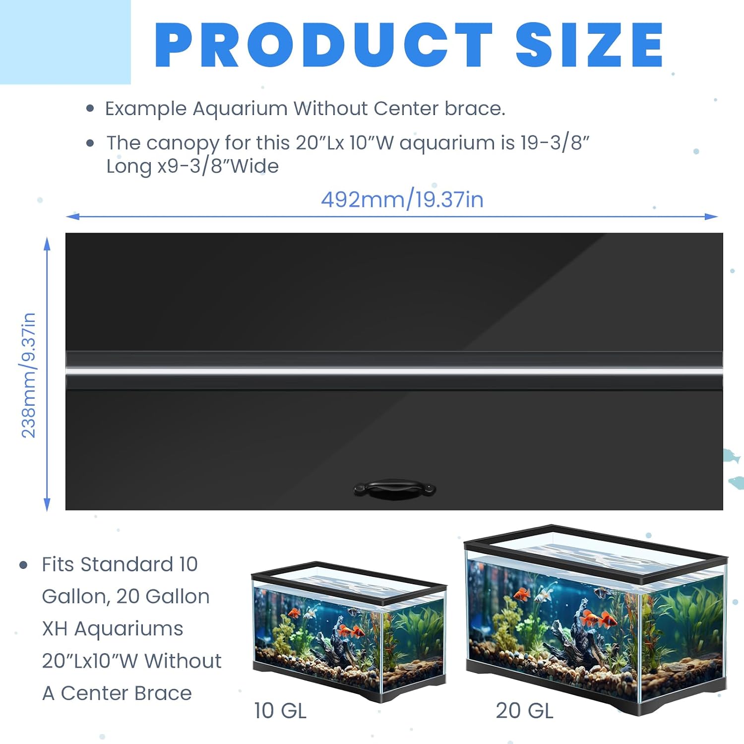 AUCT 18666 - $51 Sieral Aquarium Lids Polycarbonate Canopy with LED Light 19.37 x 9.37 x 0.12 Inch for - Image 2