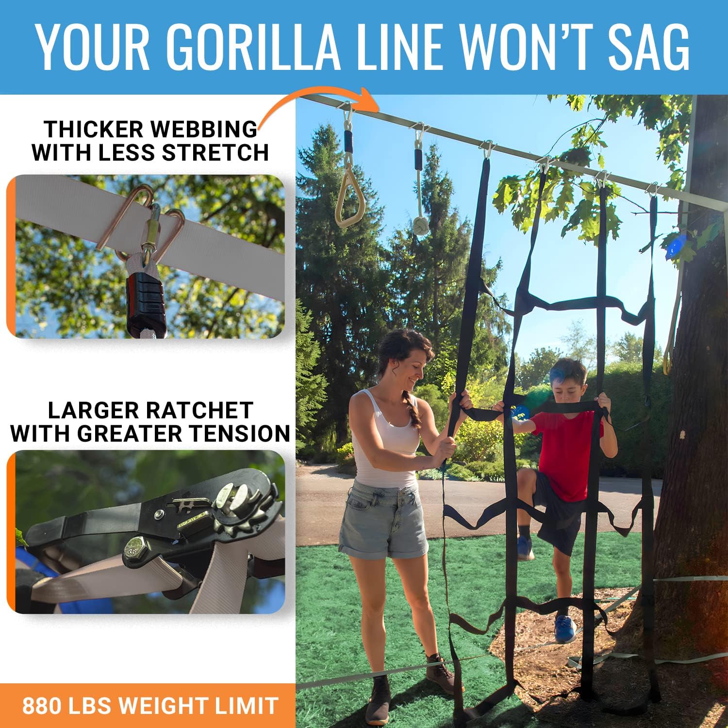 AUCT 18416 - $170 Hyponix Ninja Warrior Obstacle Course for Kids, 2 x 60 ft, 13 Obstacles | Ninja Slack - Image 3