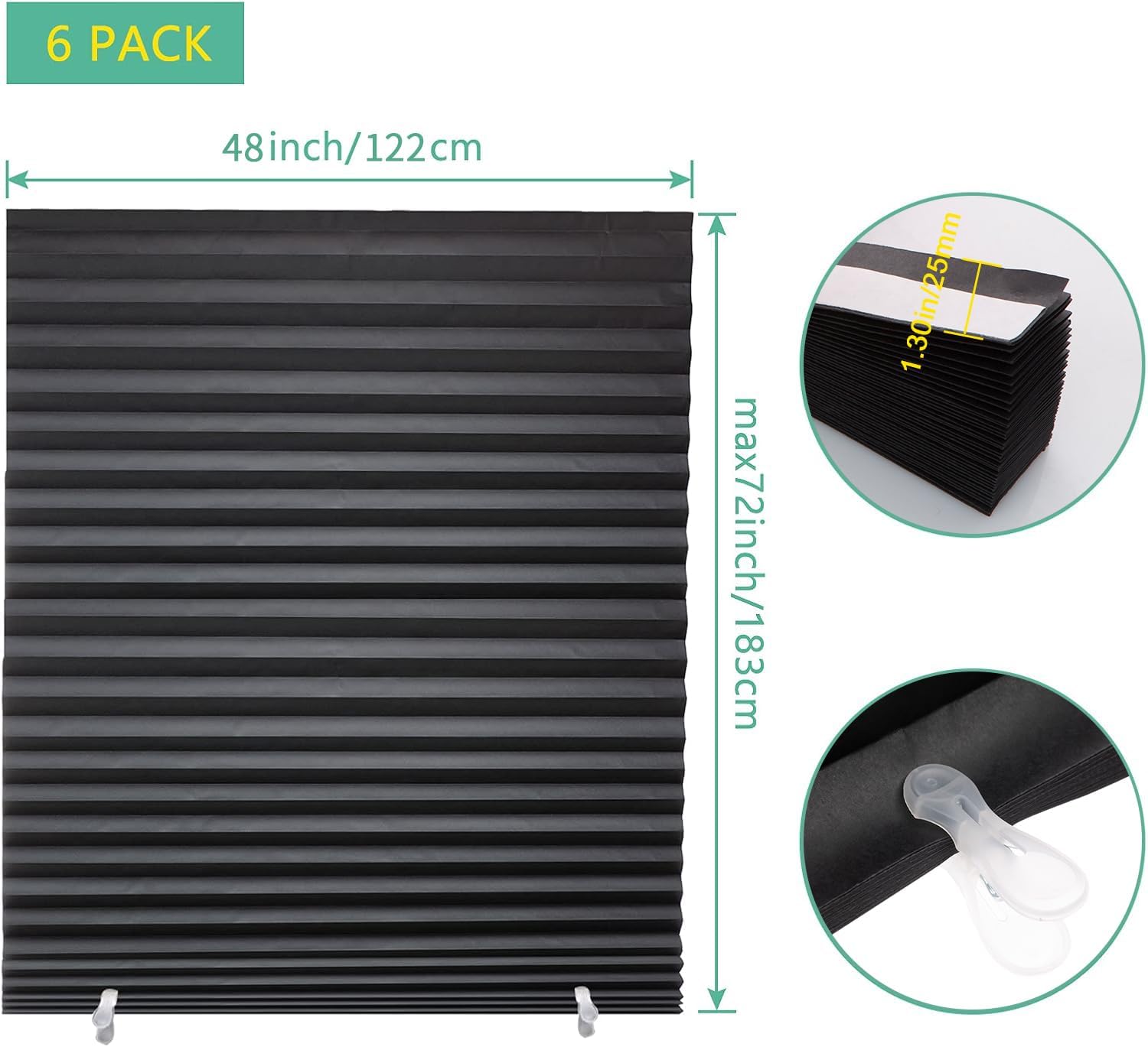 AUCT 19019 - Changshade 6-Pack Pleated Paper Temporary Shades Light Filtering Cut to Size Temporary Pap - Image 2