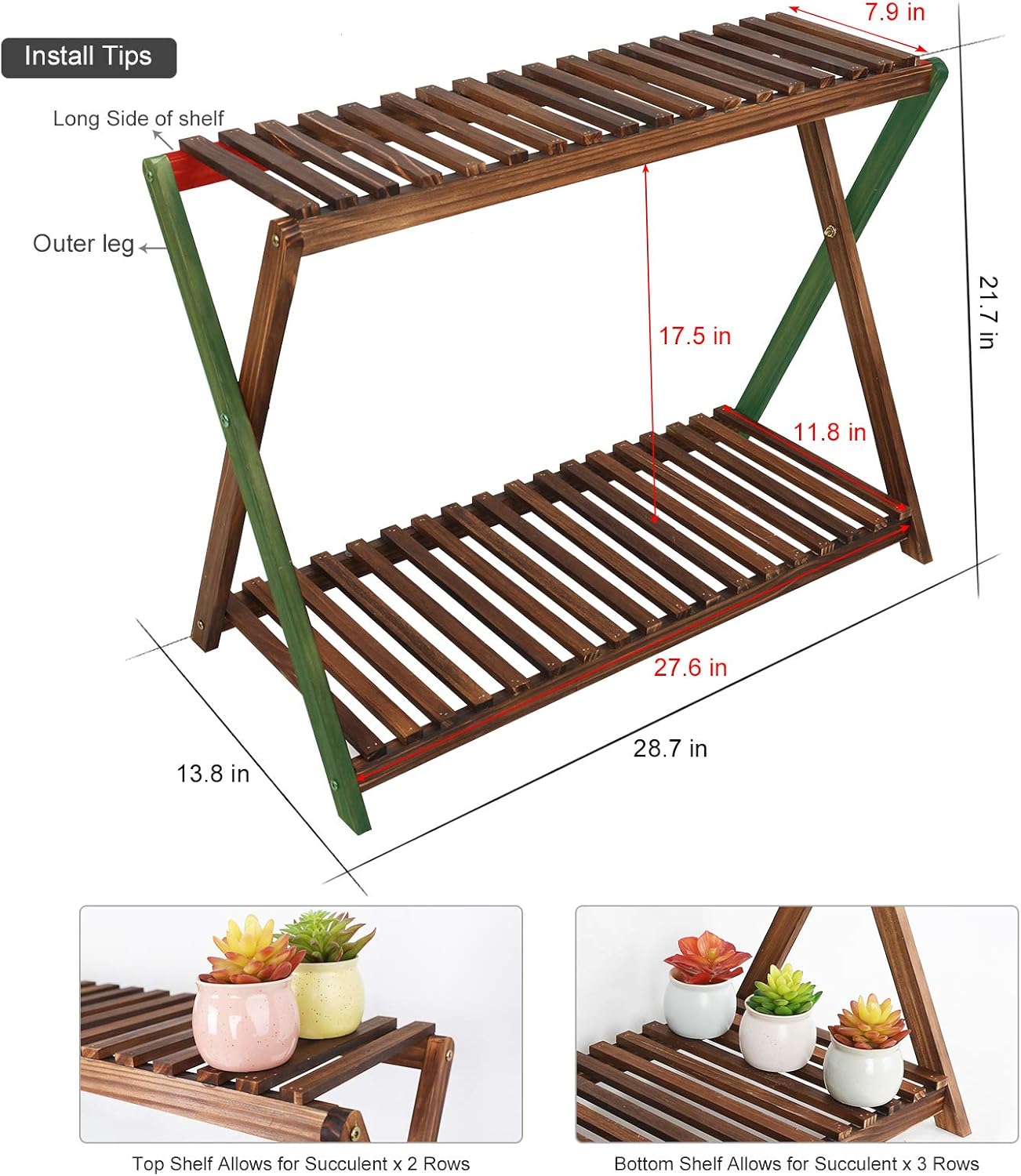 AUCT 18532 - Wood Plant Stand Shelf Indoor Outdoor 2 Tier Plant Bench Corner | Stepped Flower Stand Pla - Image 2