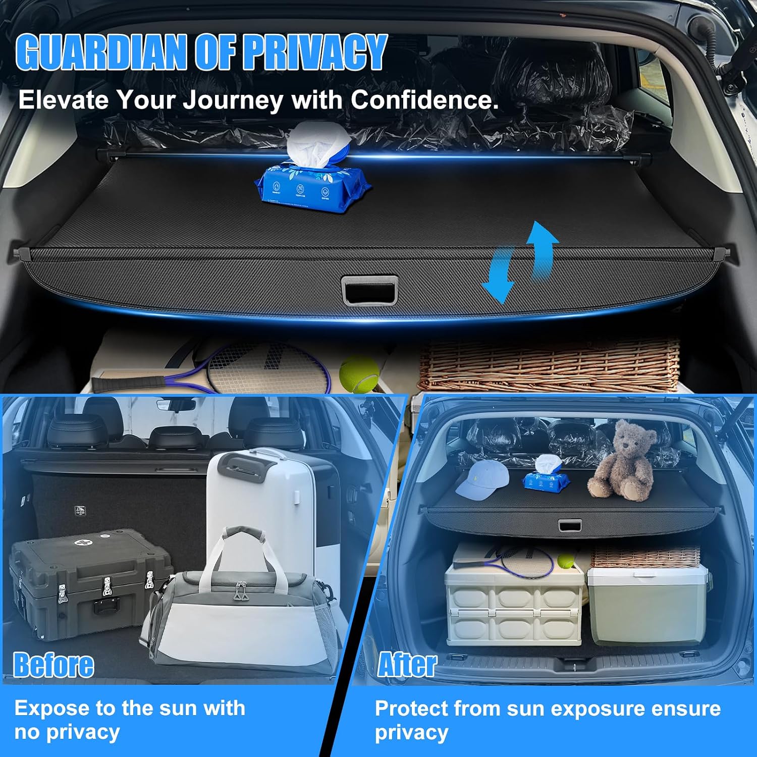 AUCT 19813 - $57 AUXKO Retractable Cargo Cover for Dodge Durango 2026-2011, Carbon Fiber - Image 4