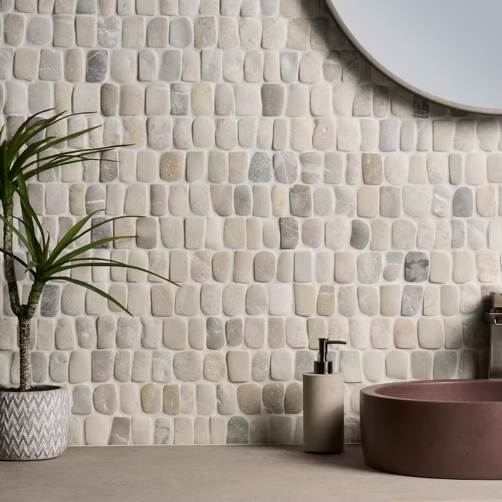 AUCT 19141 - Countryside Pathway Pram Gray 11.81 in. x 11.81 in. Natural Stone Mosaic Wall Tile (0.96 s - Image 3