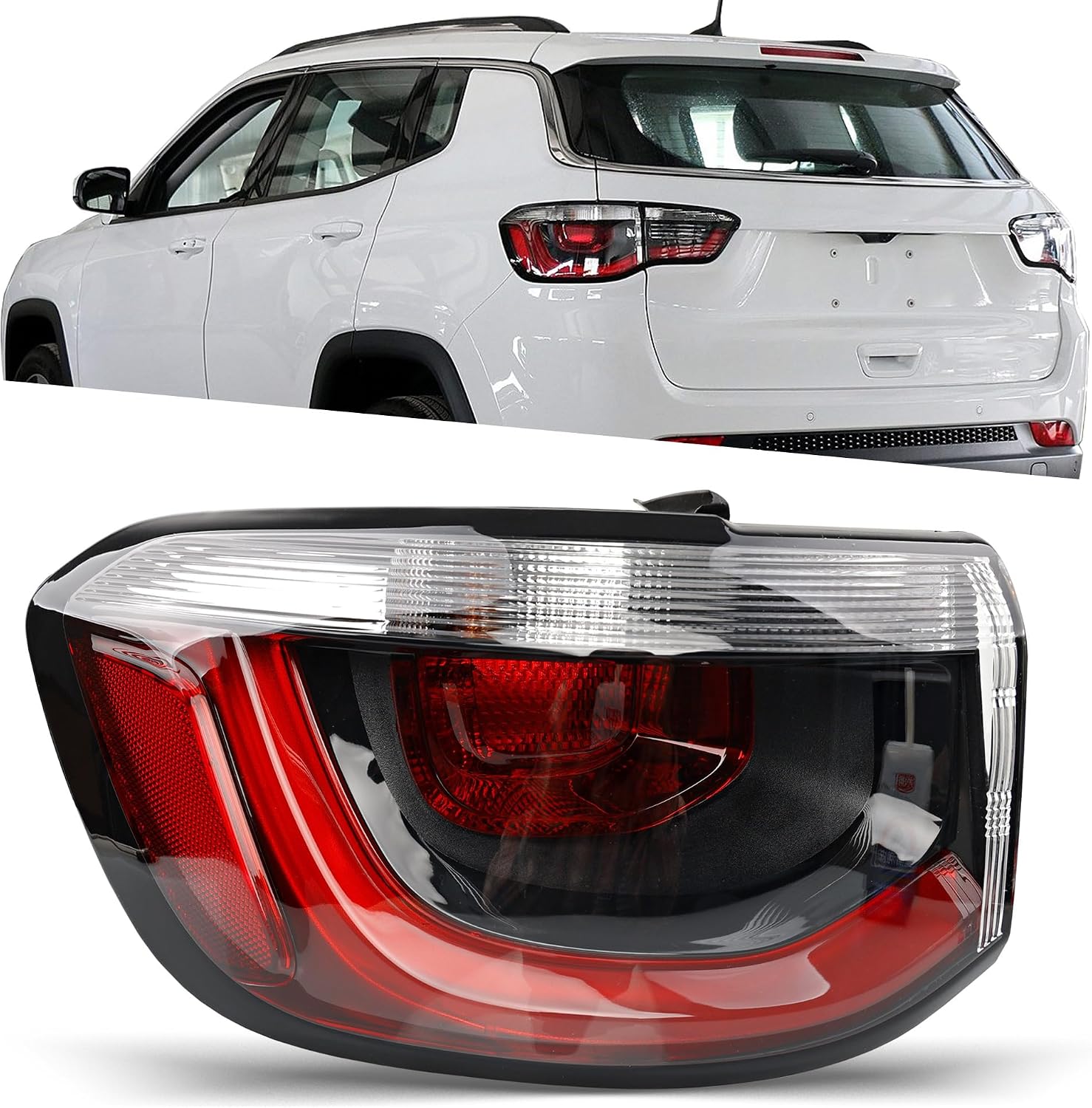 AUCT 18470 - $70 Tail Light Fits 2017-2021 Jeep Compass Rear Light Left Driver Side | Brake Outer Taill