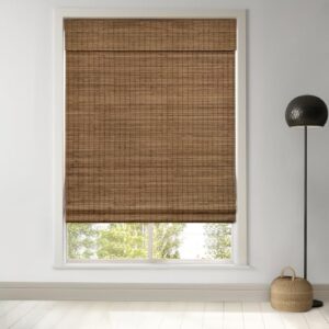AUCT 18794 - $56 LazBlinds Cordless Bamboo Roman Shades, 33.5x64, Highfield Teak