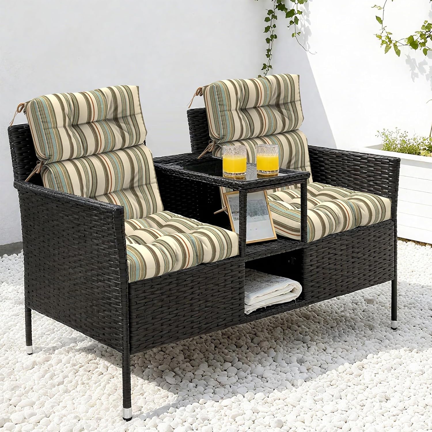 AUCT 18396 - $130 LVTXIII Outdoor Tufted High Back Cushions Set of 2 Patio Seasonal Replacement Rocking - Image 4