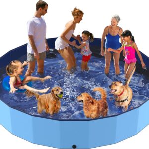 AUCT 20183 - $130 PETOCAT 120" Foldable Dog Pool for Kids, Hard Plastic Hard Plastic Shell Extra Large