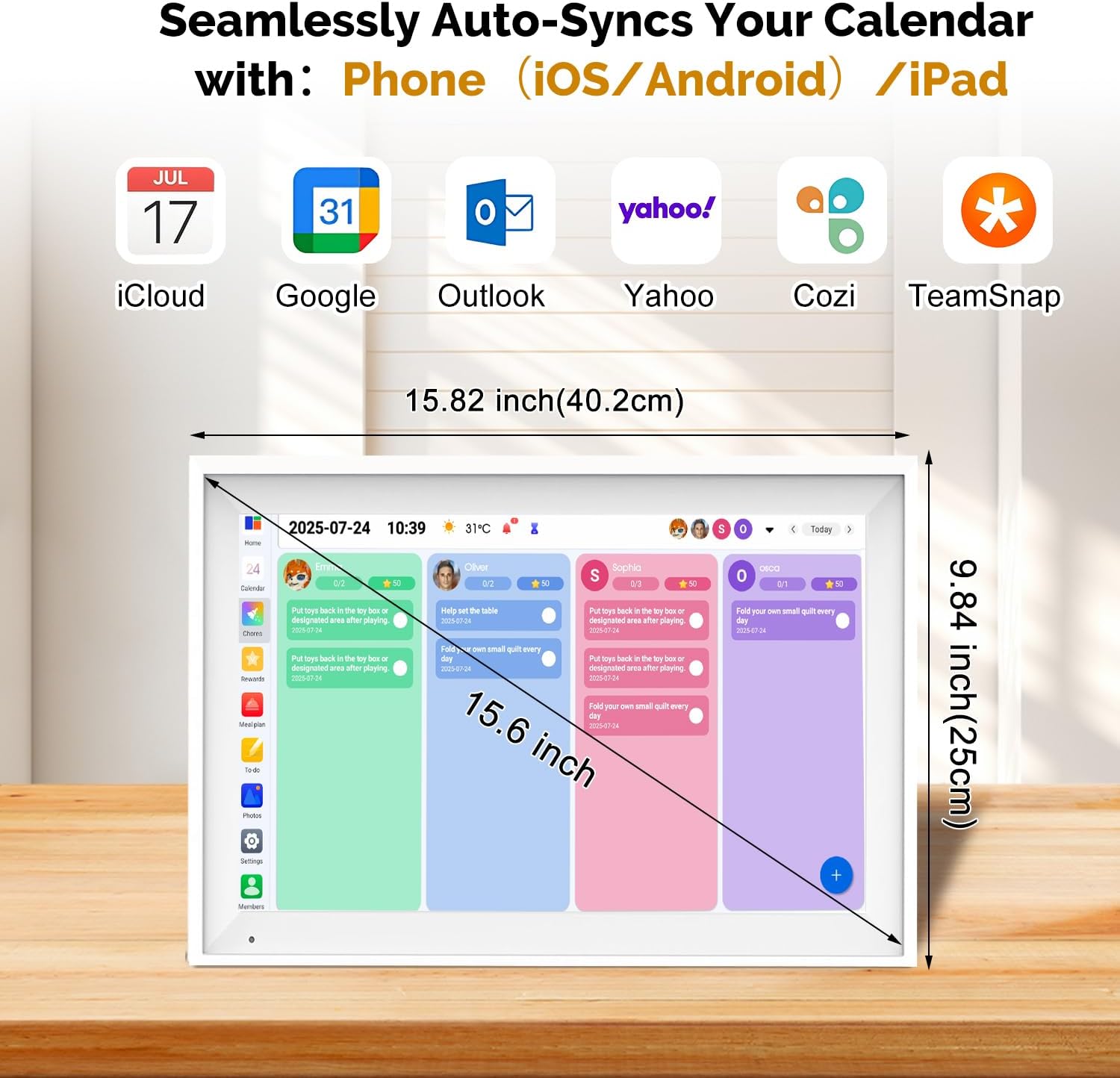 AUCT 18562 - $200 15.6" Digital Wall Calendar, No Subscription Smart Family Planner | 1920 x 1080 IPS T - Image 2