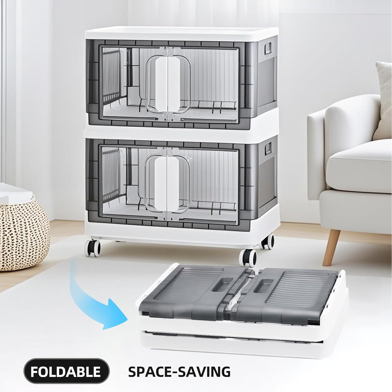 AUCT 18397 - $79 Folding Storage Organizer with Silent casters | Stackable Design for Home & Office, He - Image 4