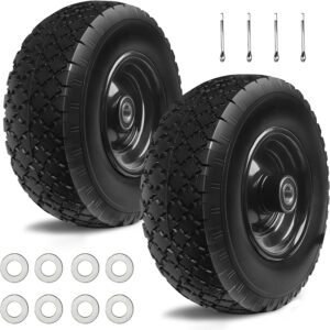 AUCT 19903 - $54 12' Flat Free Tires Rubber Replacement Solid Tire, 2.1" Offset Hub Wheel Assemblies fo