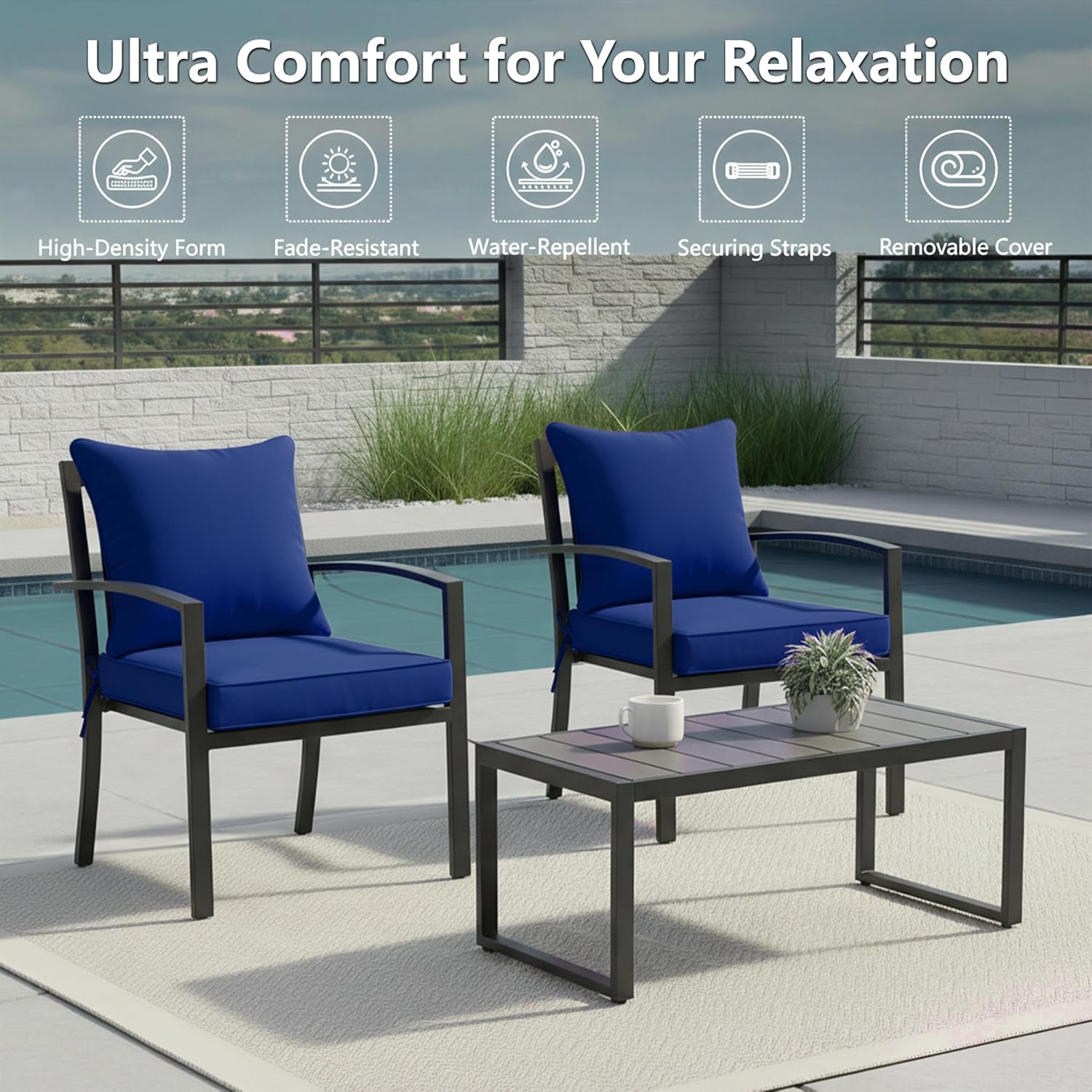 AUCT 18526 - $73 22x22 Inch Patio Chair Cushions Set of 2, Outdoor Furniture Cushions - Removable Cover - Image 2