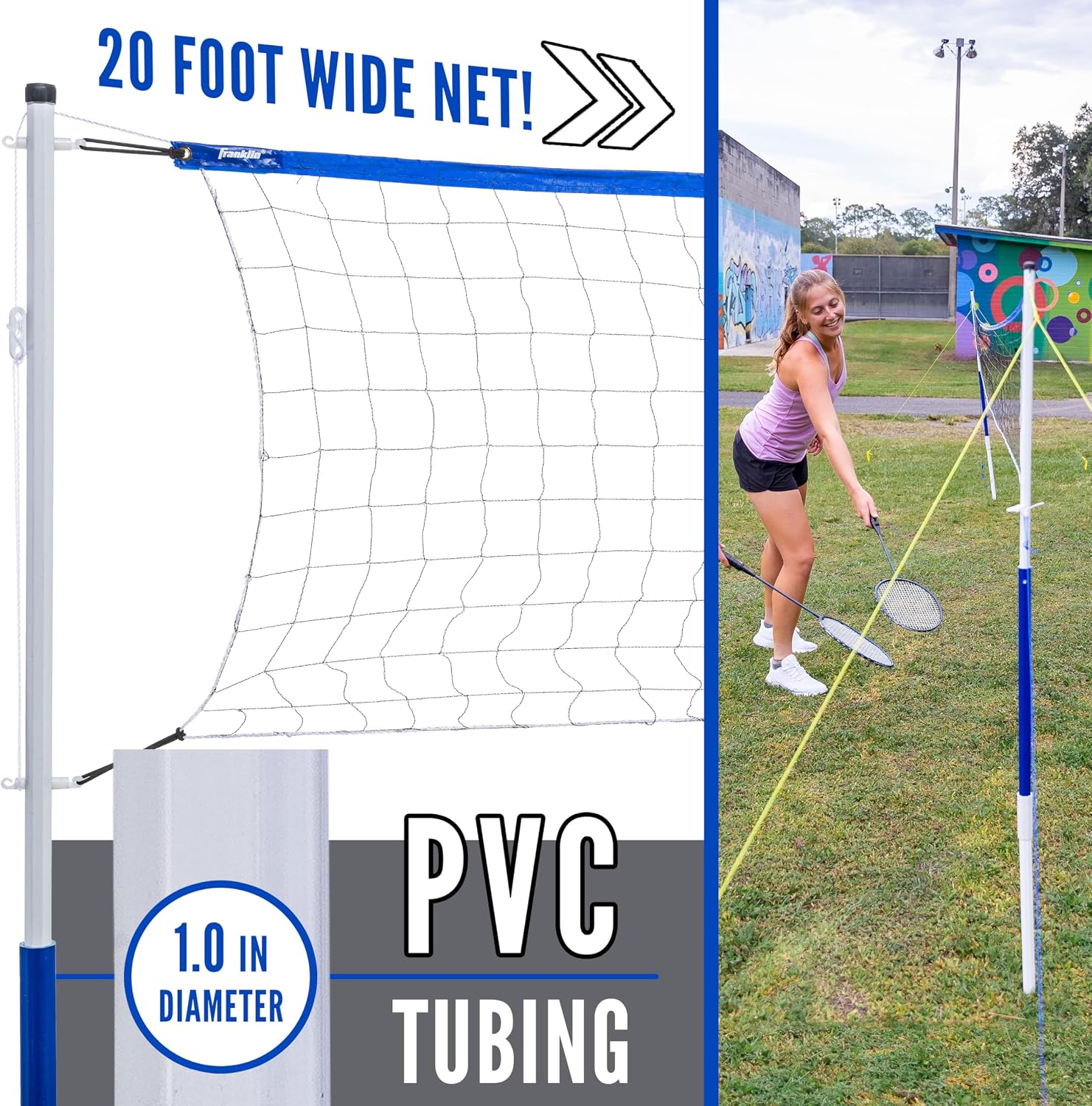 AUCT 18347 - Franklin Sports Volleyball + Badminton Sets - Beach + Backyard Game Set - Volleyball, Pump - Image 3