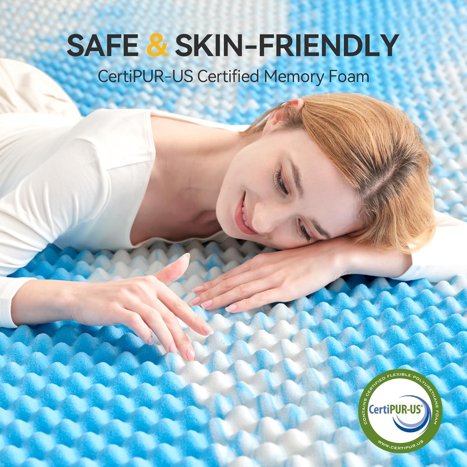 AUCT 18343 - $90 SINWEEK 3 Inch Egg Crate Memory Foam Mattress Topper Queen Size, Soft Mattress Pad for - Image 4