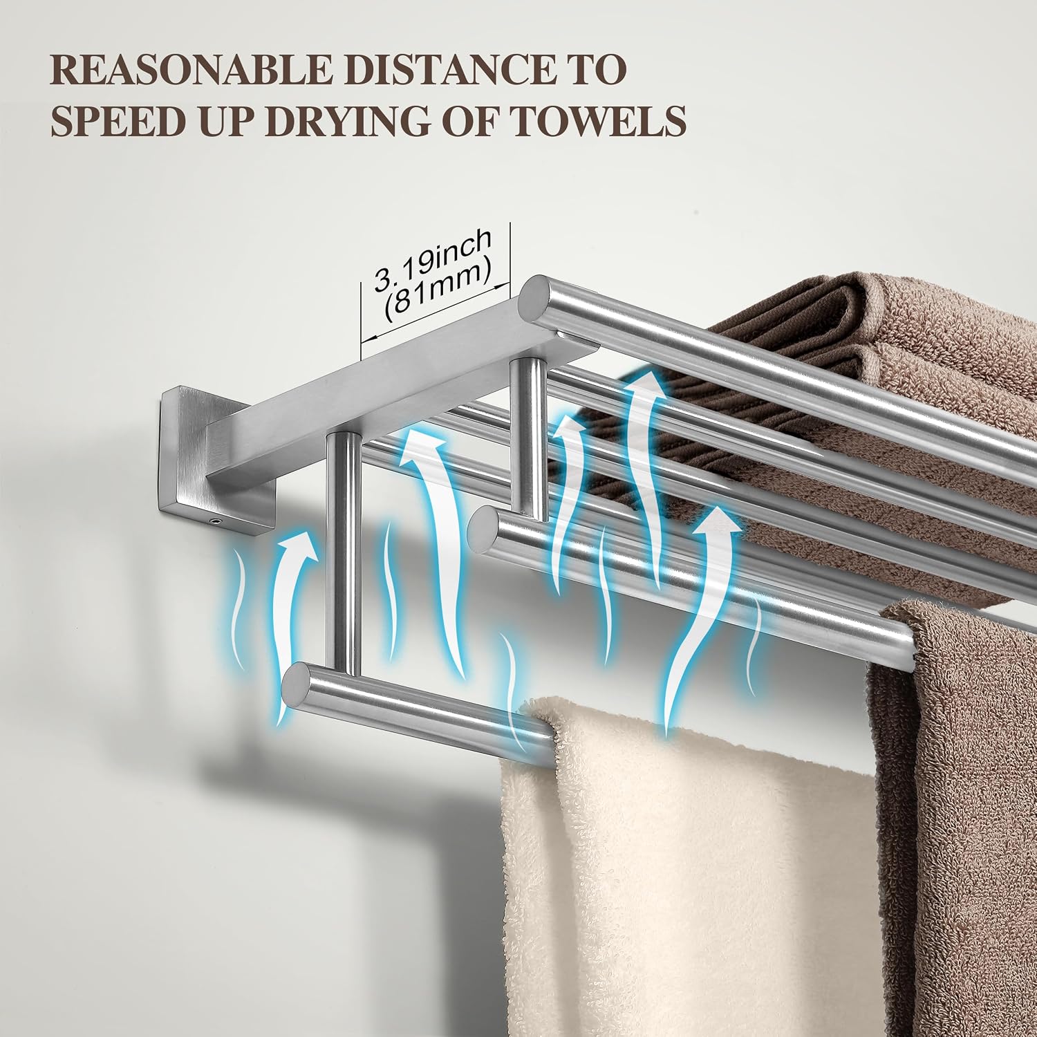 AUCT 20146 - $58 SEIDO 30 Inch Wall Mounted Towel Rack with Shelf, 2-Tier Bathroom Organizer with Doubl - Image 4