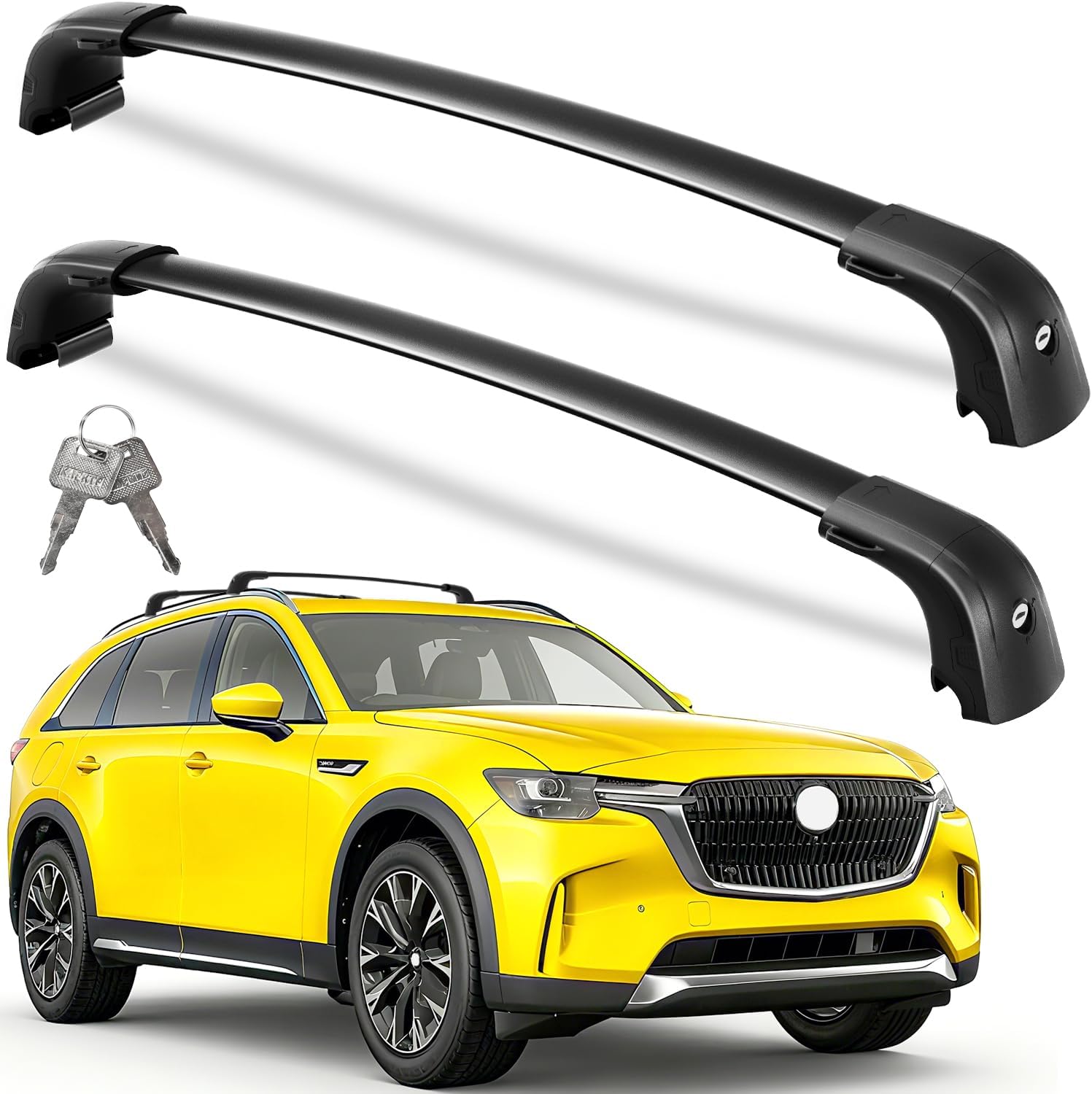 AUCT 18579 - $103 Wonderdriver Lockable Roof Rack Cross Bars 300lbs for CX90 CX-90 2024-2026 | Heavy Du