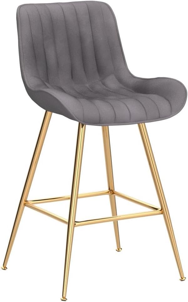 AUCT 18484 - $170 Sidanli Gold Bar Stools, 24" Velvet Barstools, Kitchen Chairs Set of 2 for Counter He - Image 4