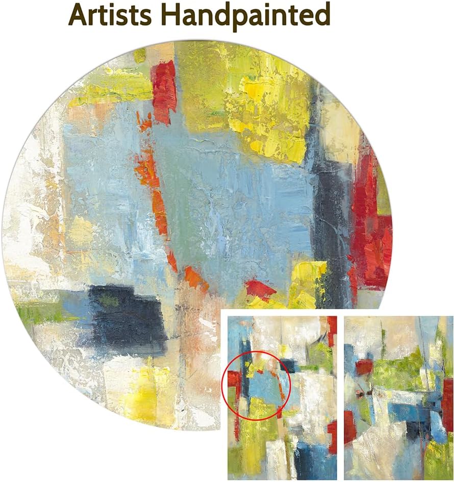AUCT 19326 - $62 ArtSquare Abstract Canvas Wall Art: Hand Painted Colorful Graffiti Prints 2 Pieces Gre - Image 3