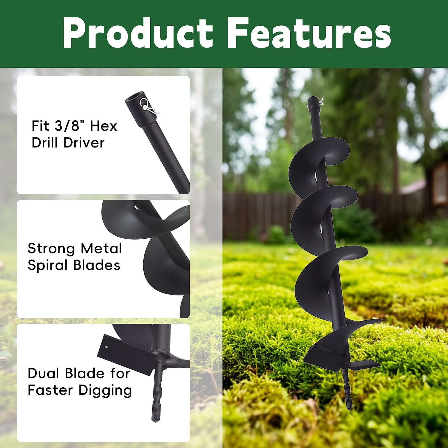 AUCT 20139 - ALL-CARB Auger Drill Bit 6 x 31.5 Inch Garden Spiral Drill Bit Earth Auger Bit Post or Umb - Image 3