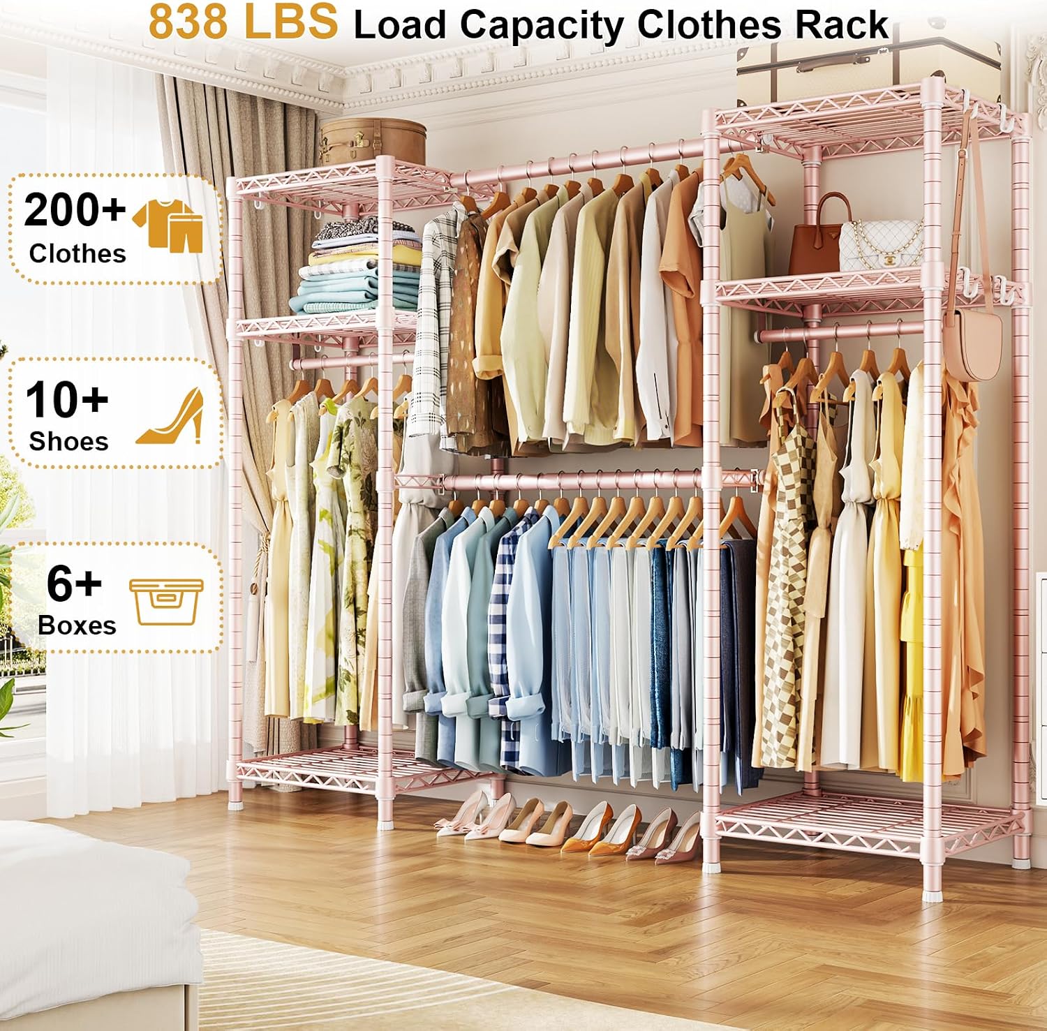 AUCT 19598 - $120 Ulif E7 Garment Rack, Heavy Duty Clothes Storage System with Extendable Rod - Image 2