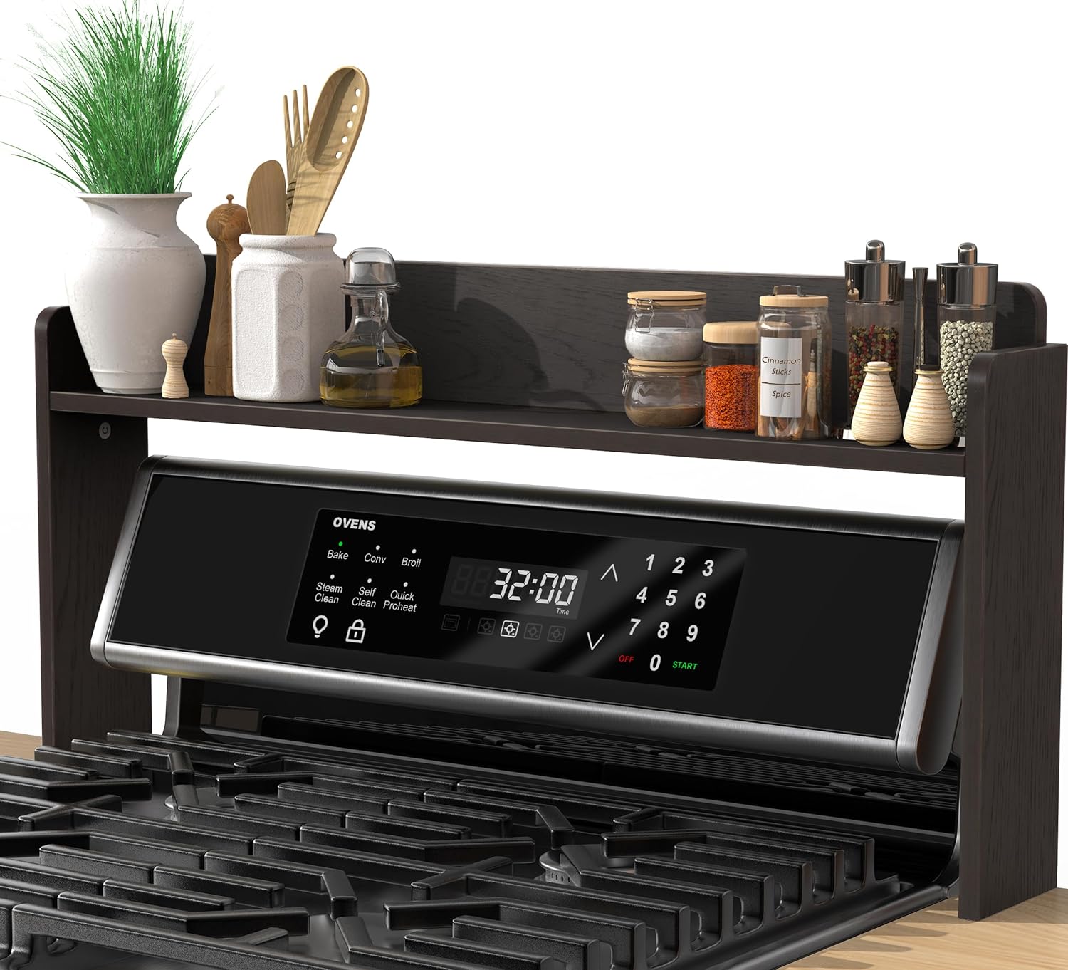 AUCT 18283 - MyLifeUNIT Over The Stove Shelf, 31.5" Wood Stove Top Shelf for Back of Gas Stove, Electri