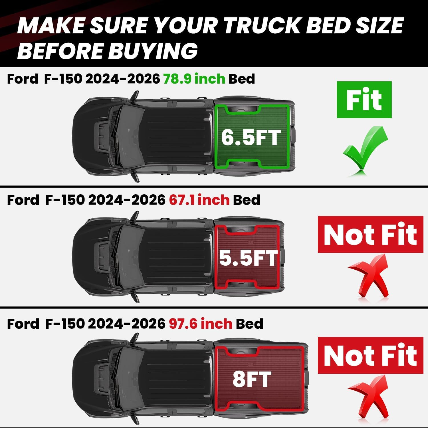 AUCT 20197 - $124 LASFIT Bed Mat for Ford F-150 2026 2025 2024 6.5ft Truck Bed Box - Image 2