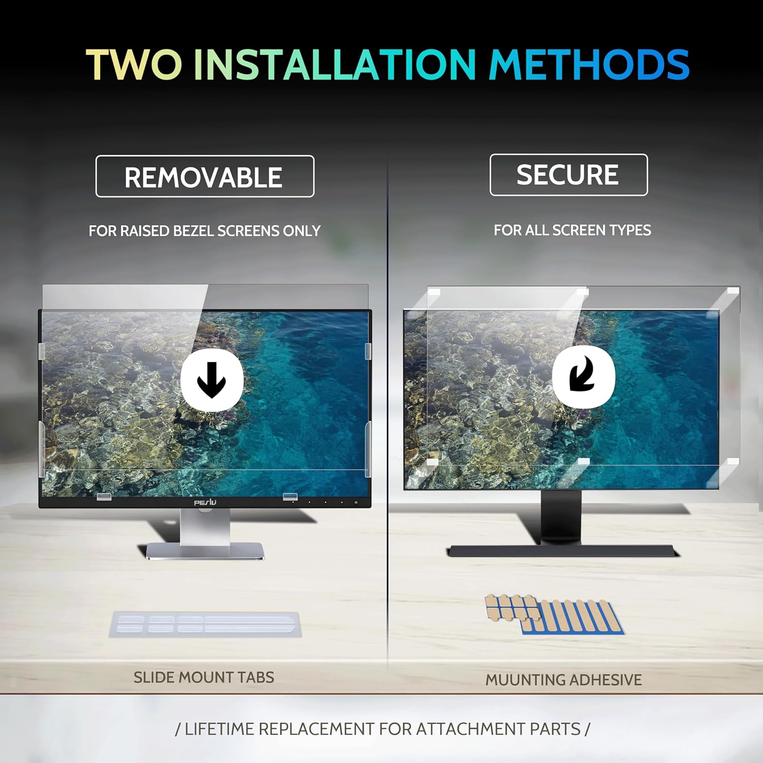 AUCT 18400 - $60 Peslv 2-Pack 24 Inch Privacy Screen for Computer Monitor 16:9 Aspect Ratio, Eye Protec - Image 4