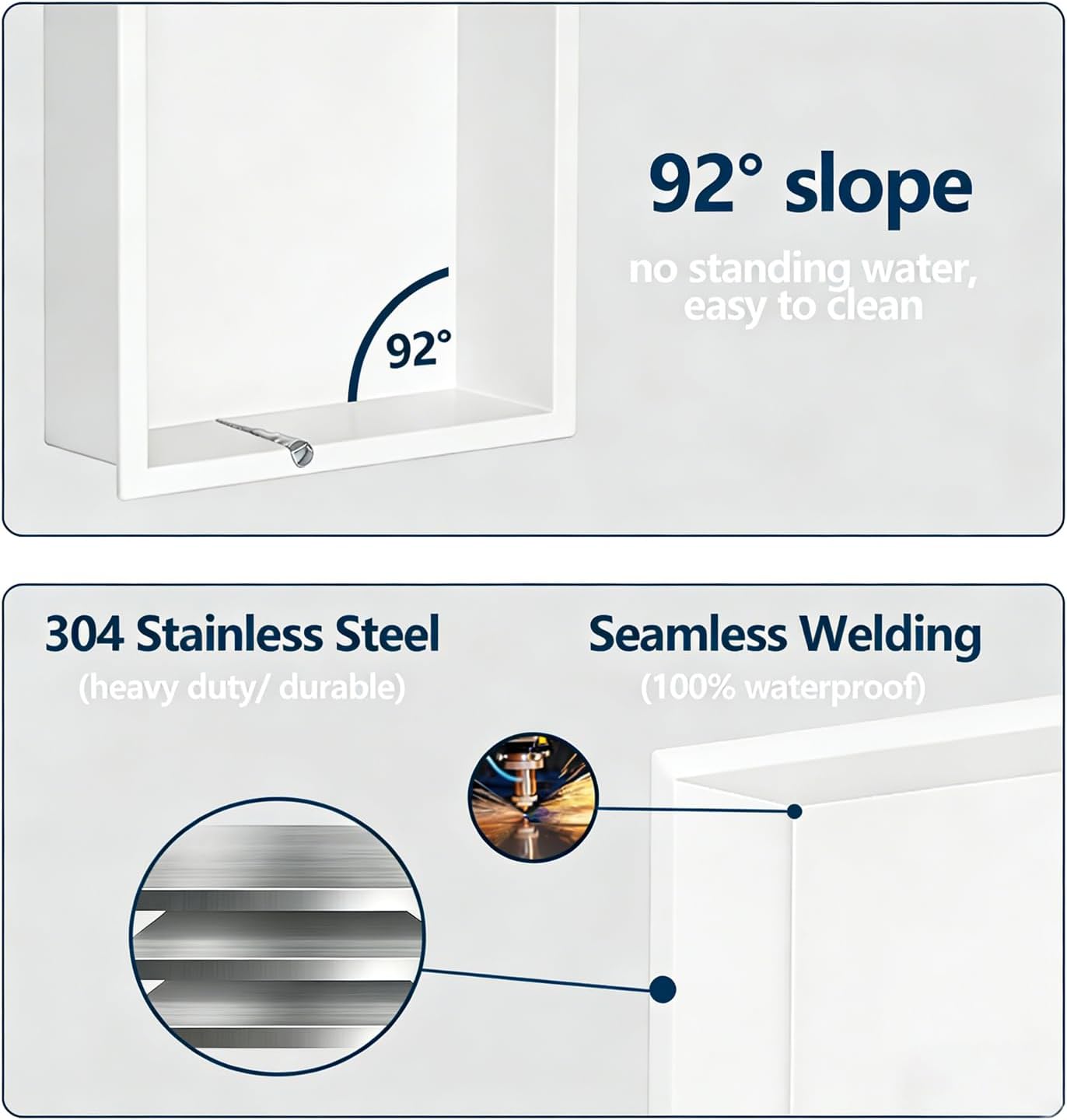 AUCT 18553 - $80 Niche for Shower Wall 24" x 12", Recessed Shower Niche, Off-White Stainless Steel with - Image 3