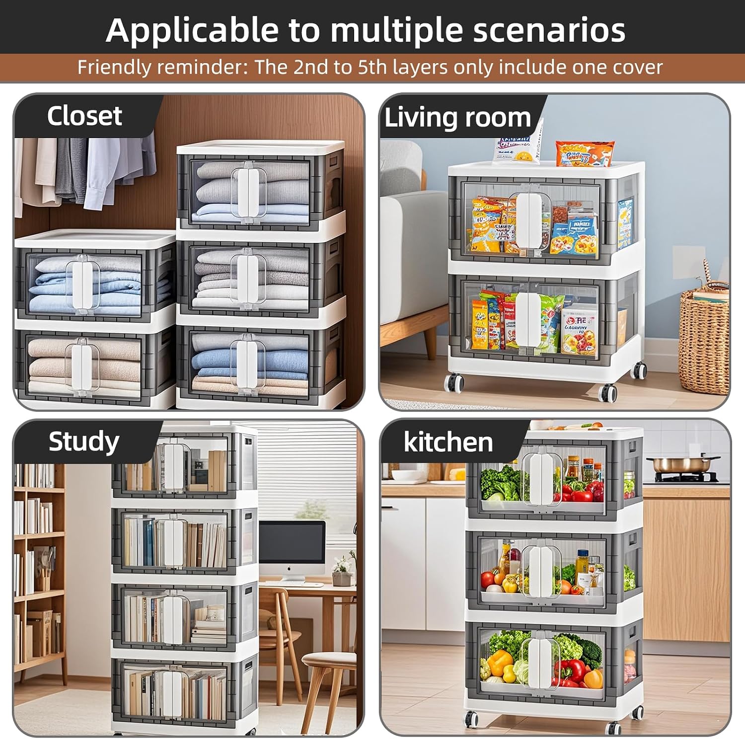 AUCT 18397 - $79 Folding Storage Organizer with Silent casters | Stackable Design for Home & Office, He - Image 3